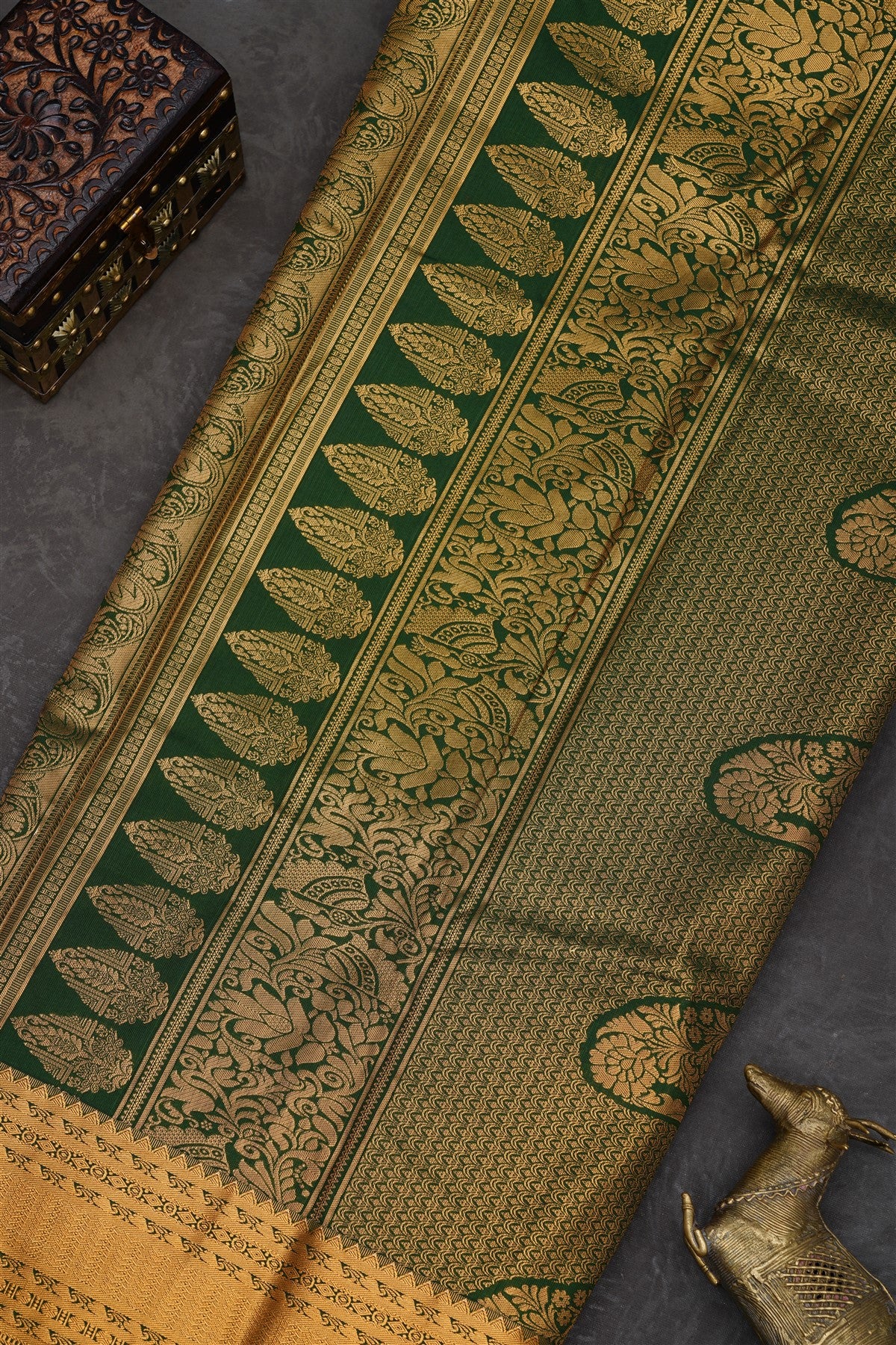 Semi Pattu Silk Blend Brown Saree