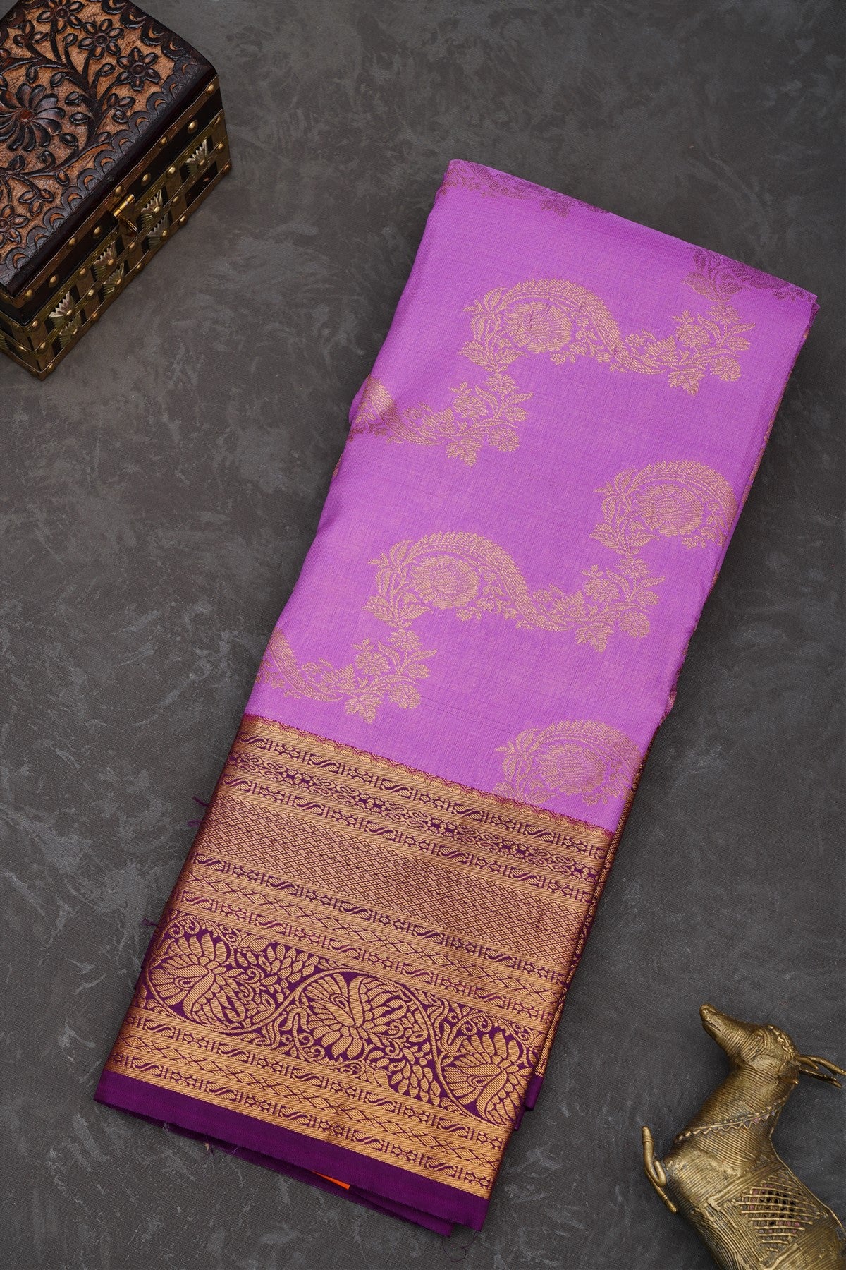 Semi Pattu Silk Blend Lavender Saree