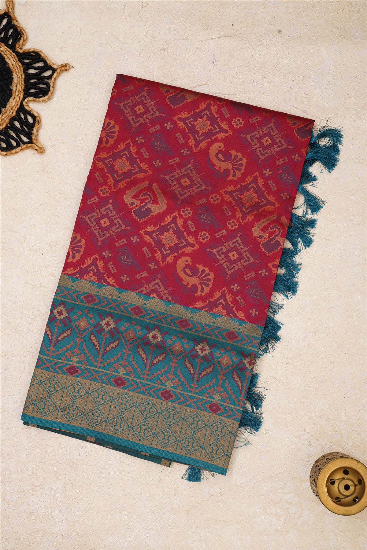 Ikat Silk Pink Saree