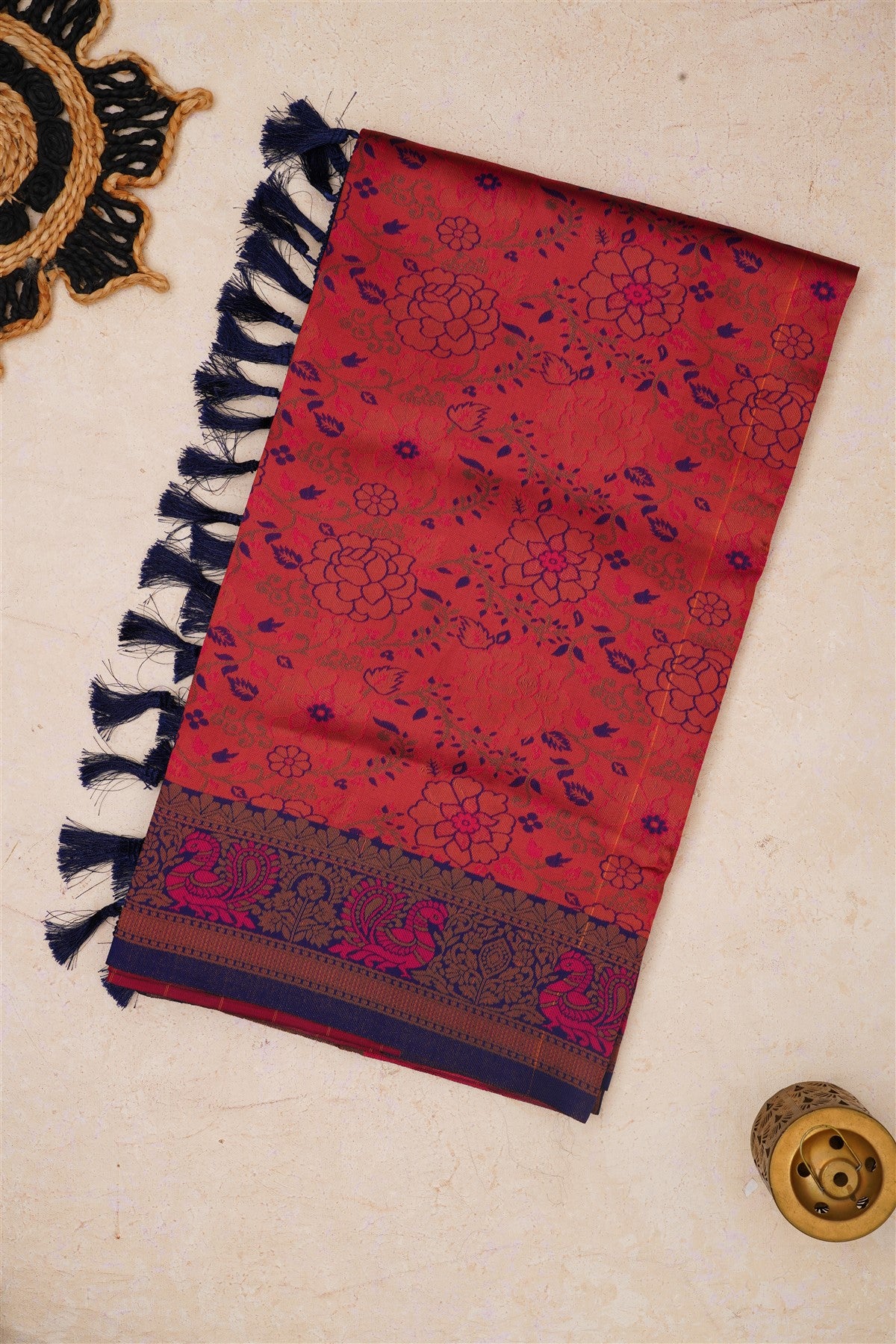 Fancy Madhurai Silk Dark Pink Saree