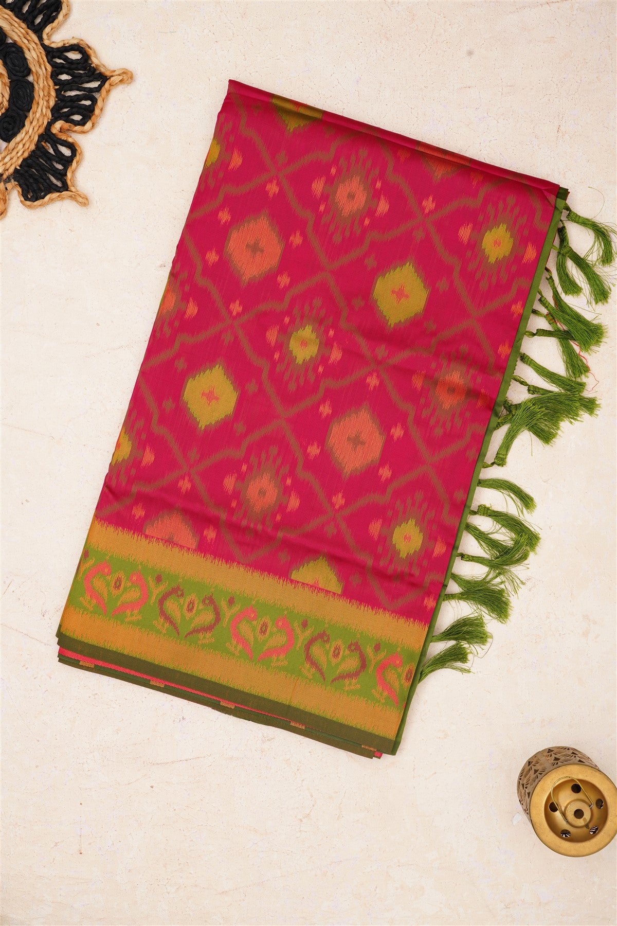 Ikat Silk Pink Saree