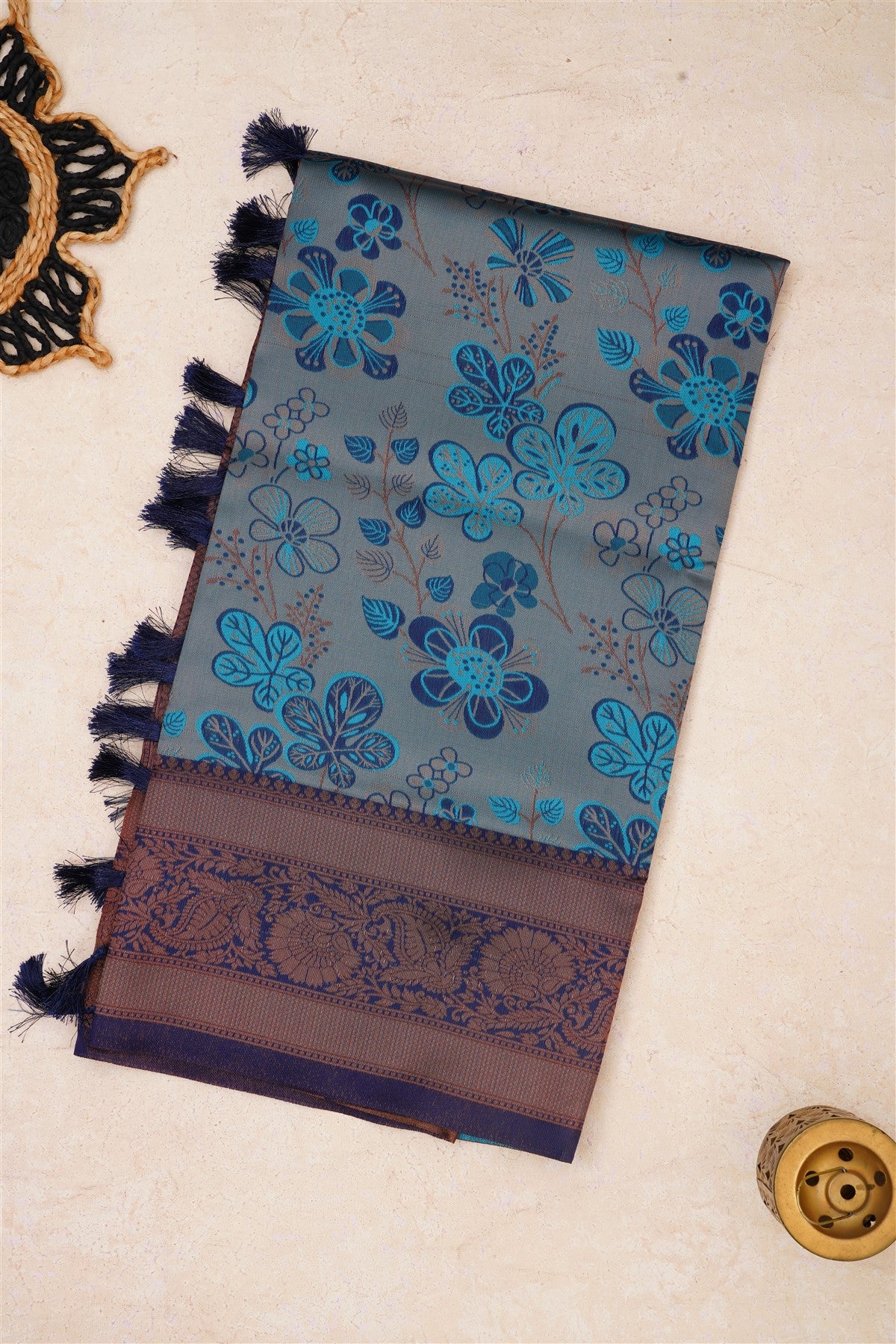 Ikat Silk Blue Saree