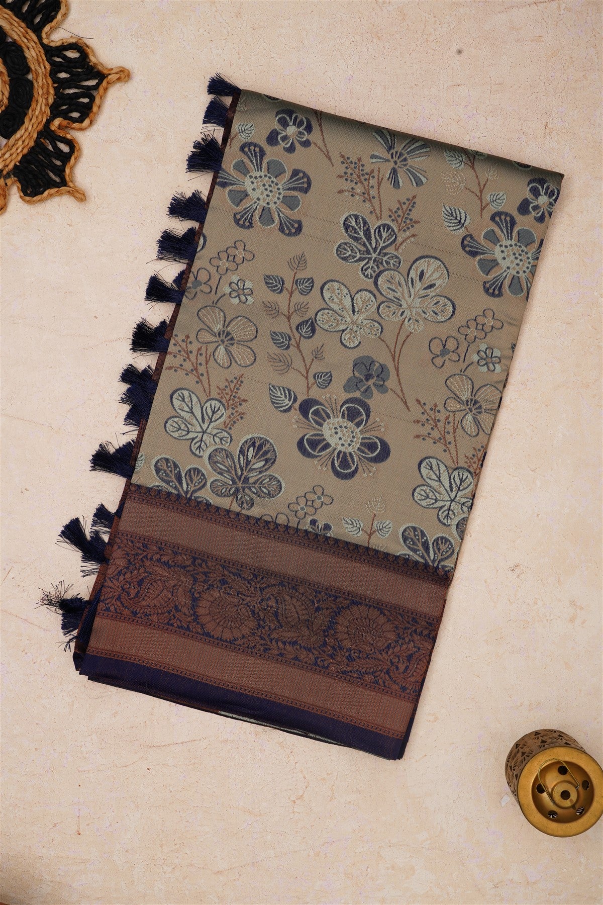Ikat Silk Light Blue Saree
