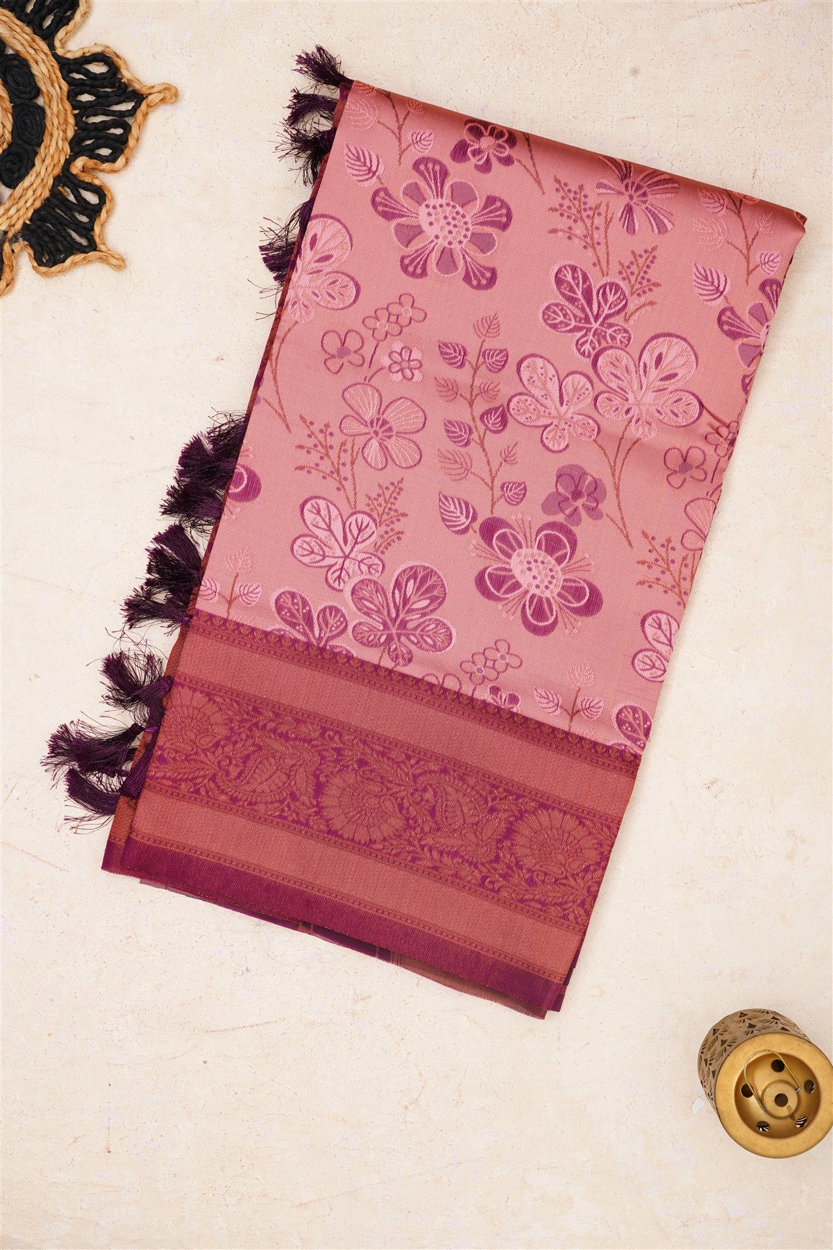 Ikat Silk Light Pink Saree