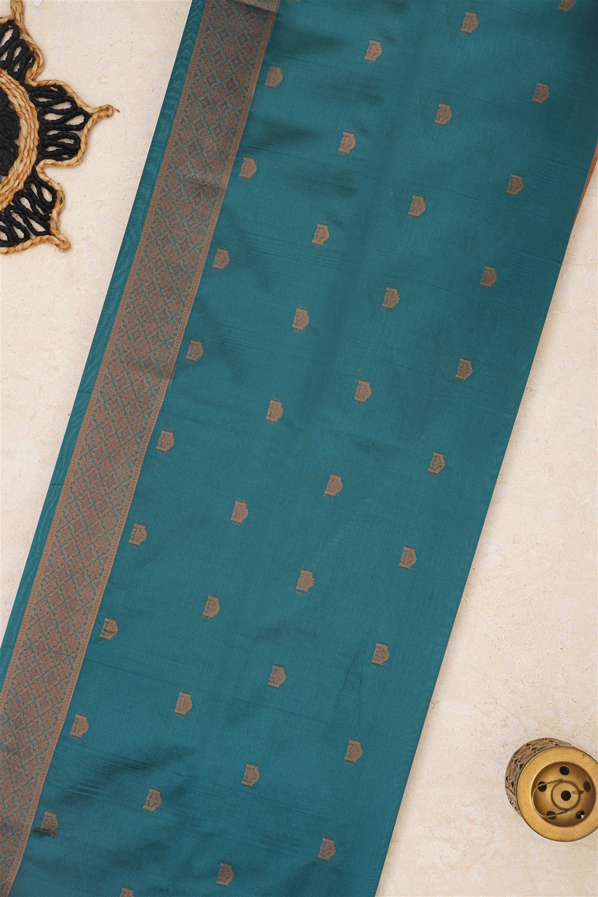 Ikat Silk Musted With Green Saree