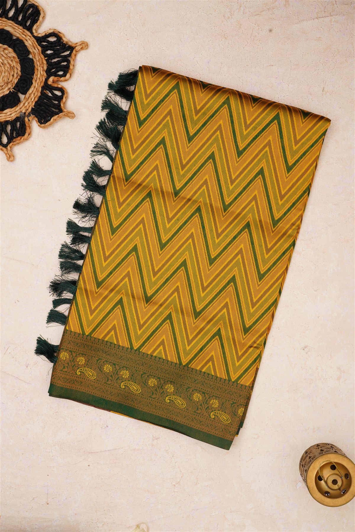 Fancy Silk Lemon Yellow Saree