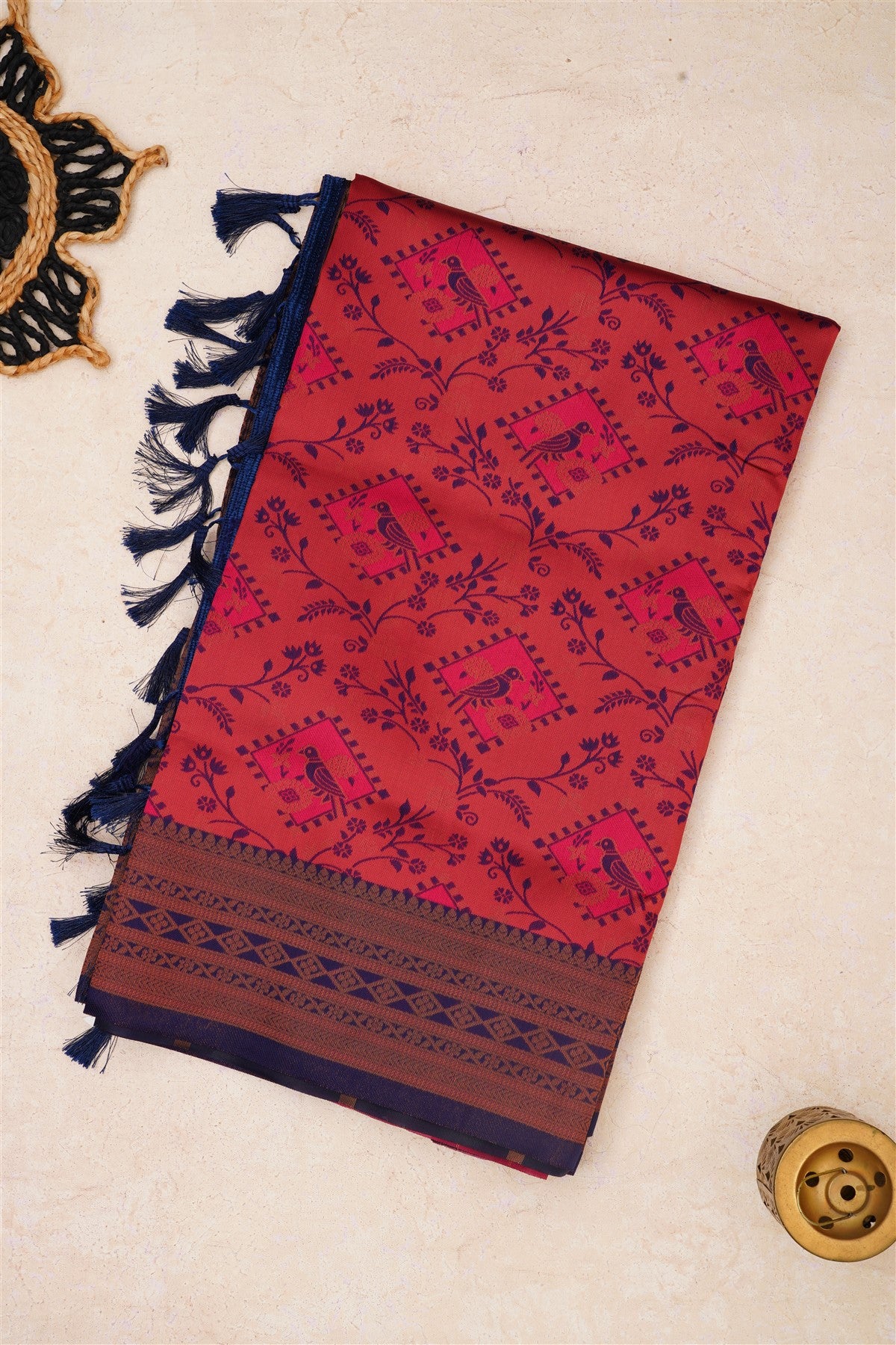 Fancy Madhurai Silk Dark Pink Saree