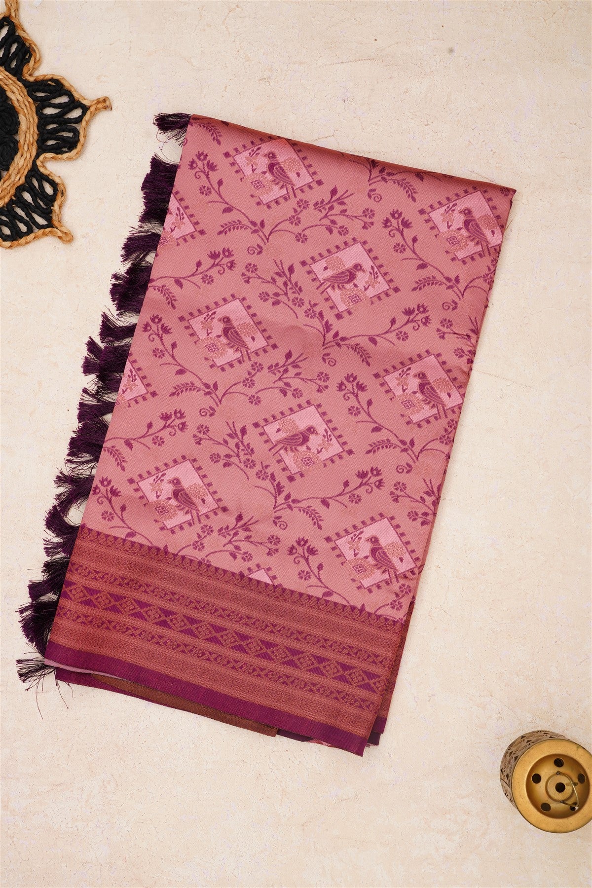Fancy Madhurai Silk Light Pink Saree