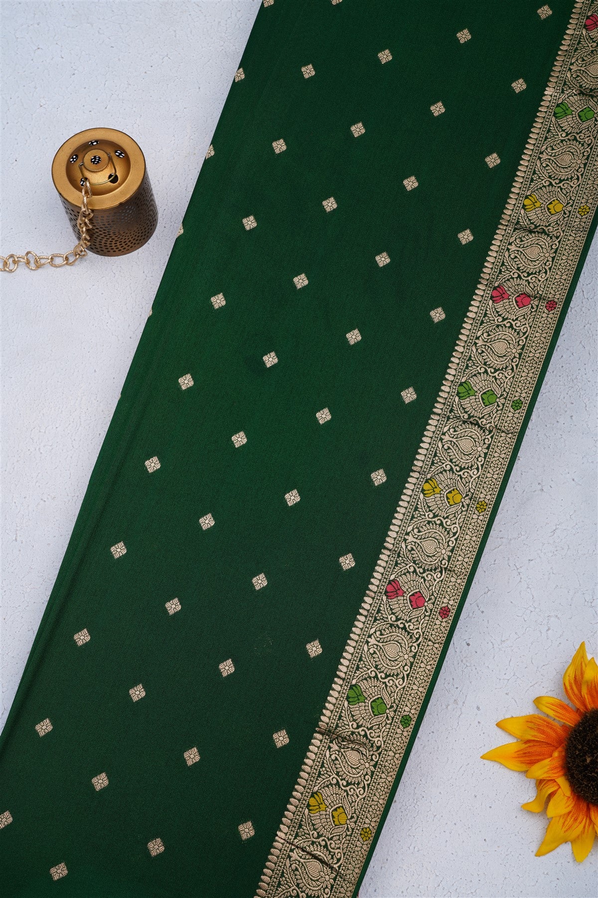 Banarasi Viscose Georgette Dark Green Saree