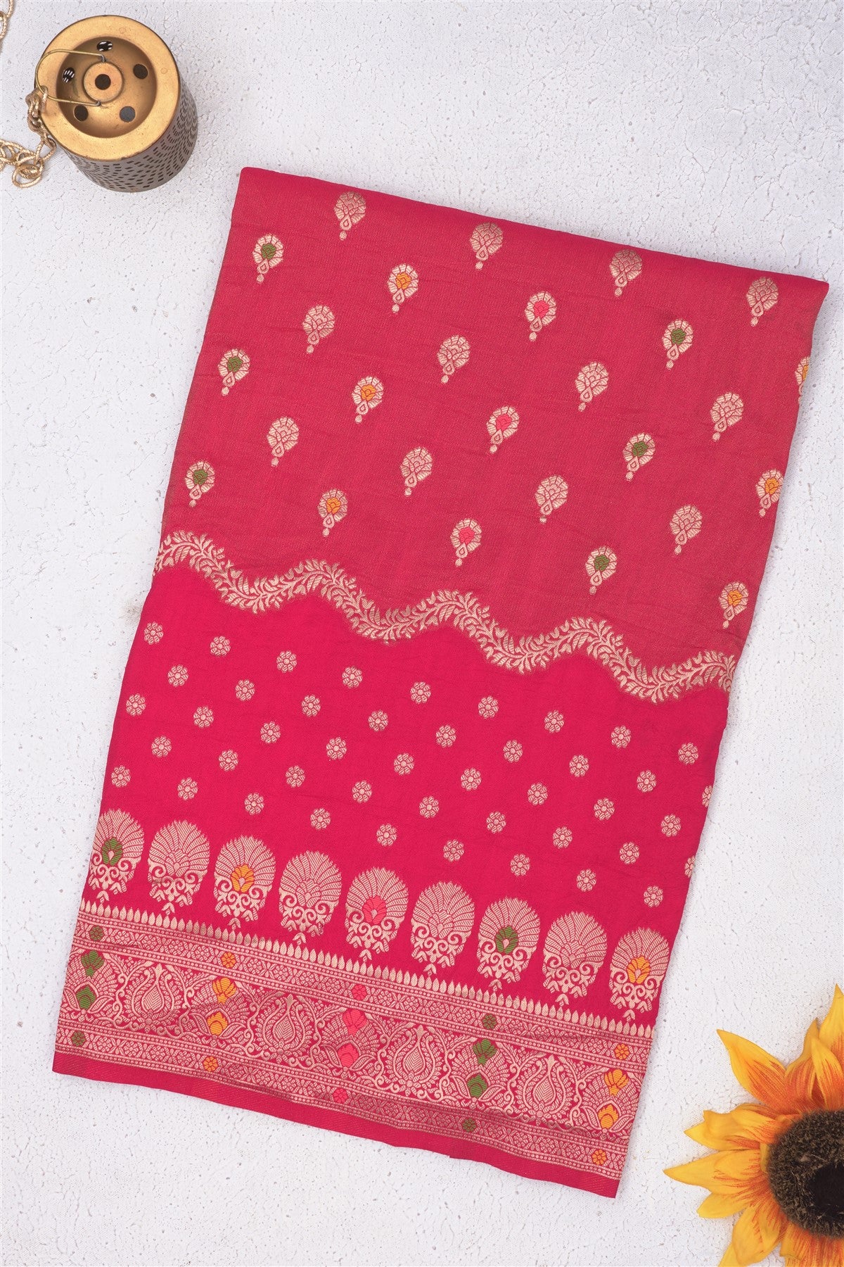Banarasi Viscose Georgette Dark Pink Saree
