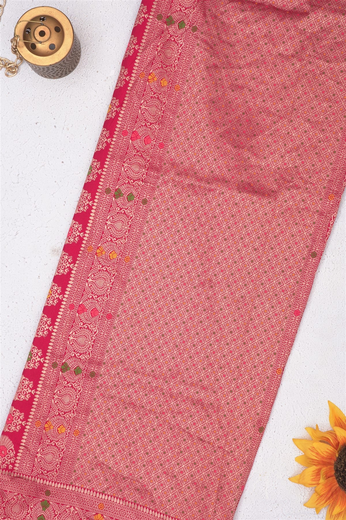 Banarasi Viscose Georgette Dark Pink Saree
