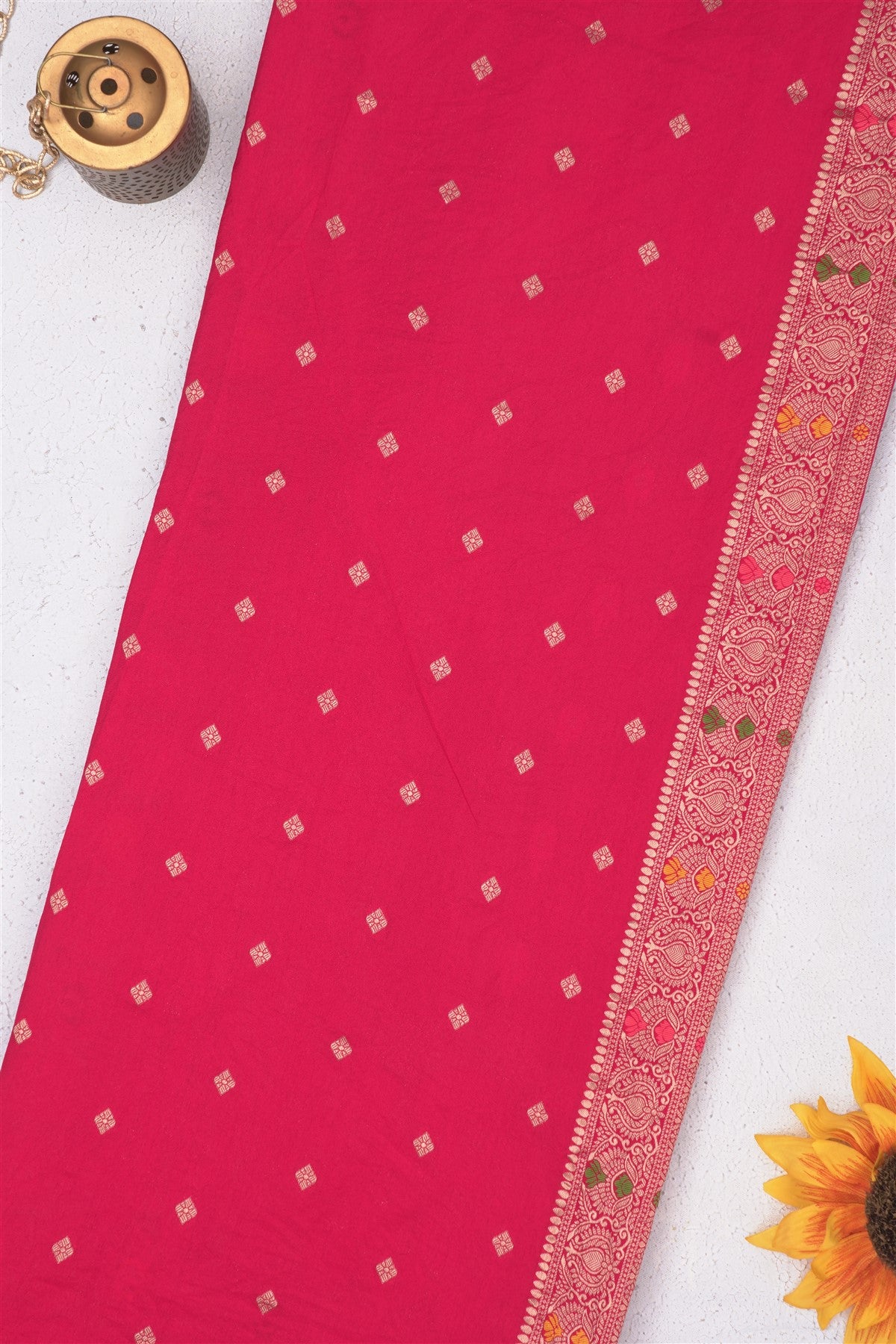 Banarasi Viscose Georgette Dark Pink Saree