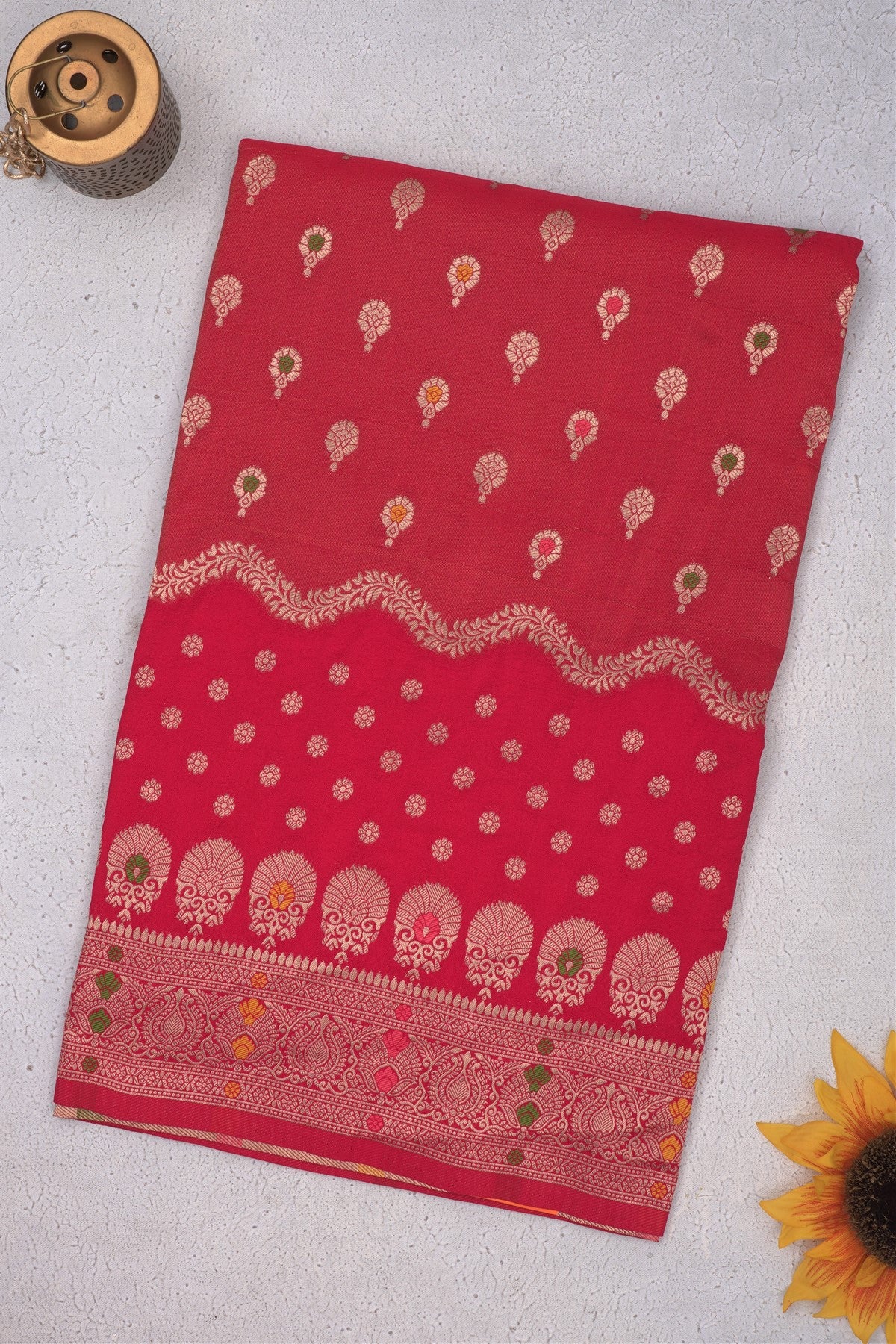 Banarasi Viscose Georgette Red Saree