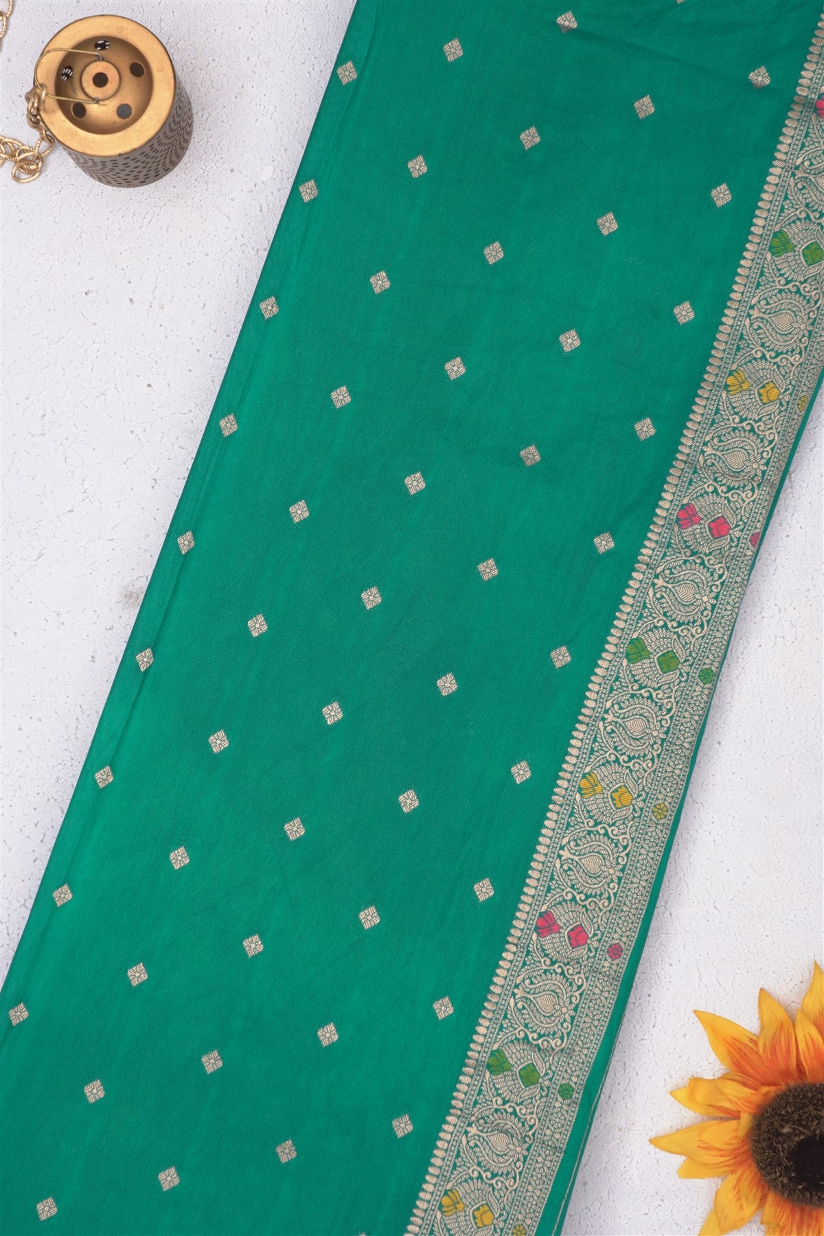 Banarasi Viscose Georgette Teal Blue Saree