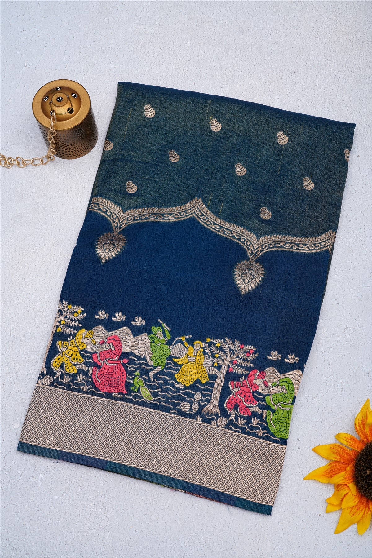 Banarasi Tissue Dark Blue Saree