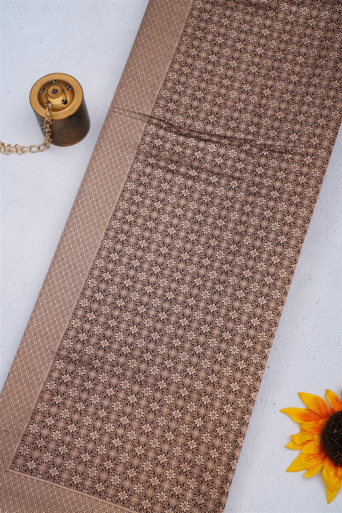 Banarasi Tissue Dark Brown Saree