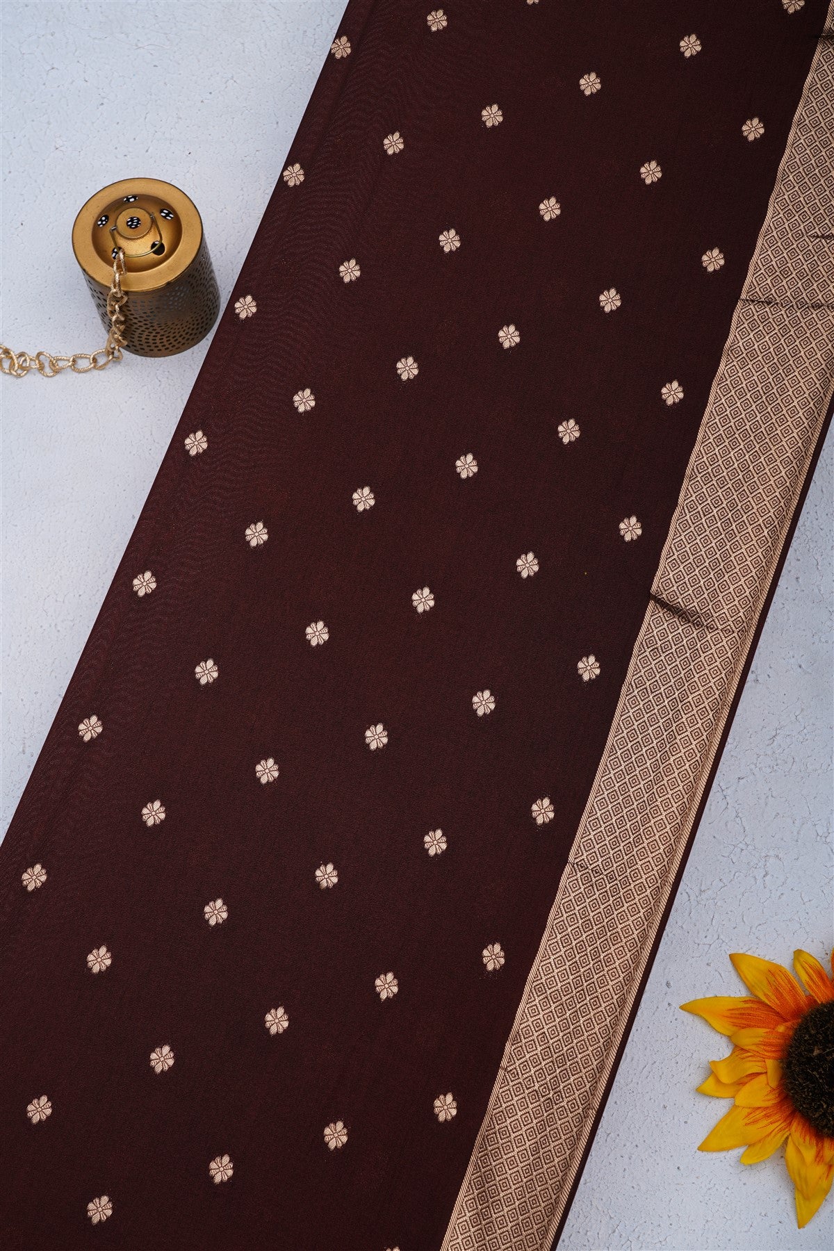 Banarasi Tissue Dark Brown Saree