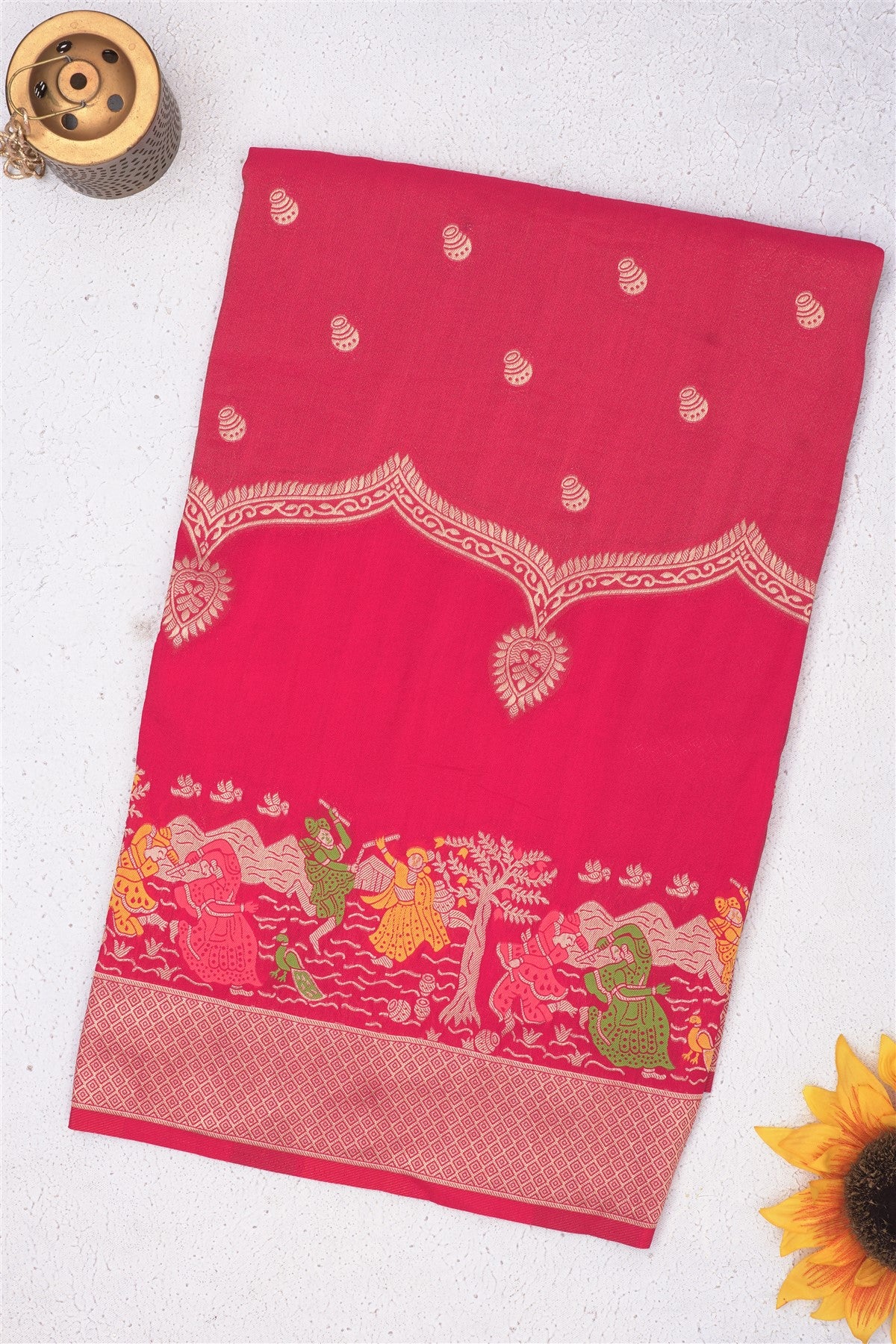 Banarasi Tissue Dark Pink Saree