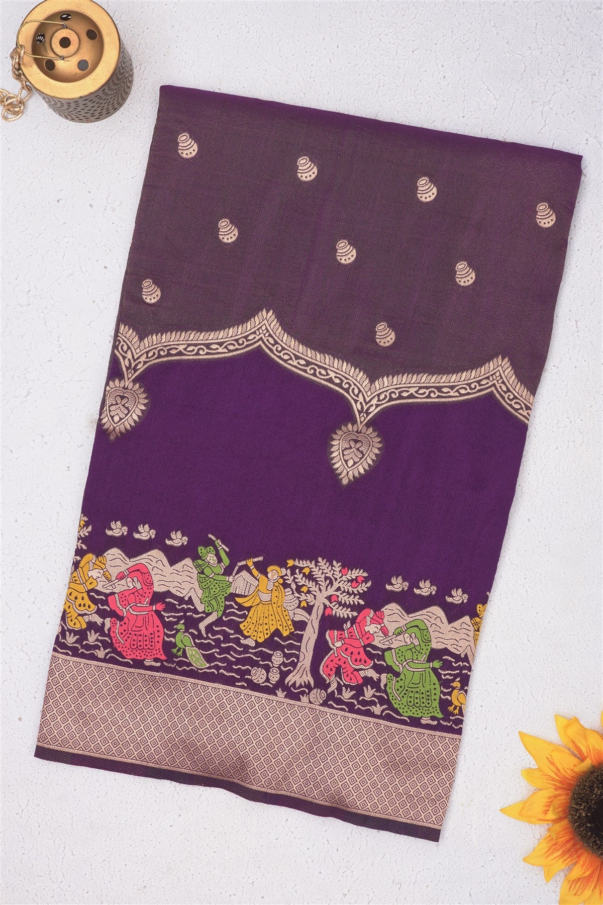Banarasi Tissue Dark Violet Saree