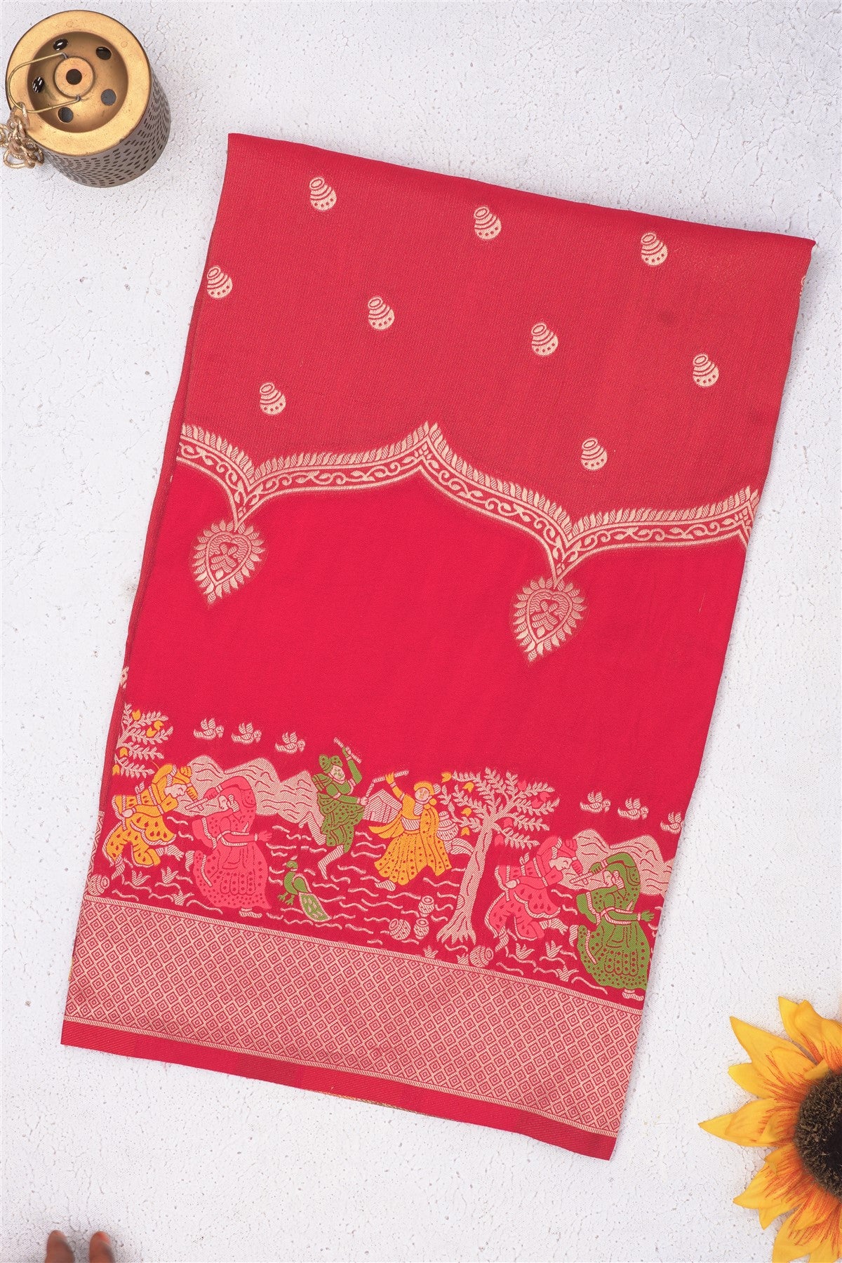 Banarasi Tissue Red Saree