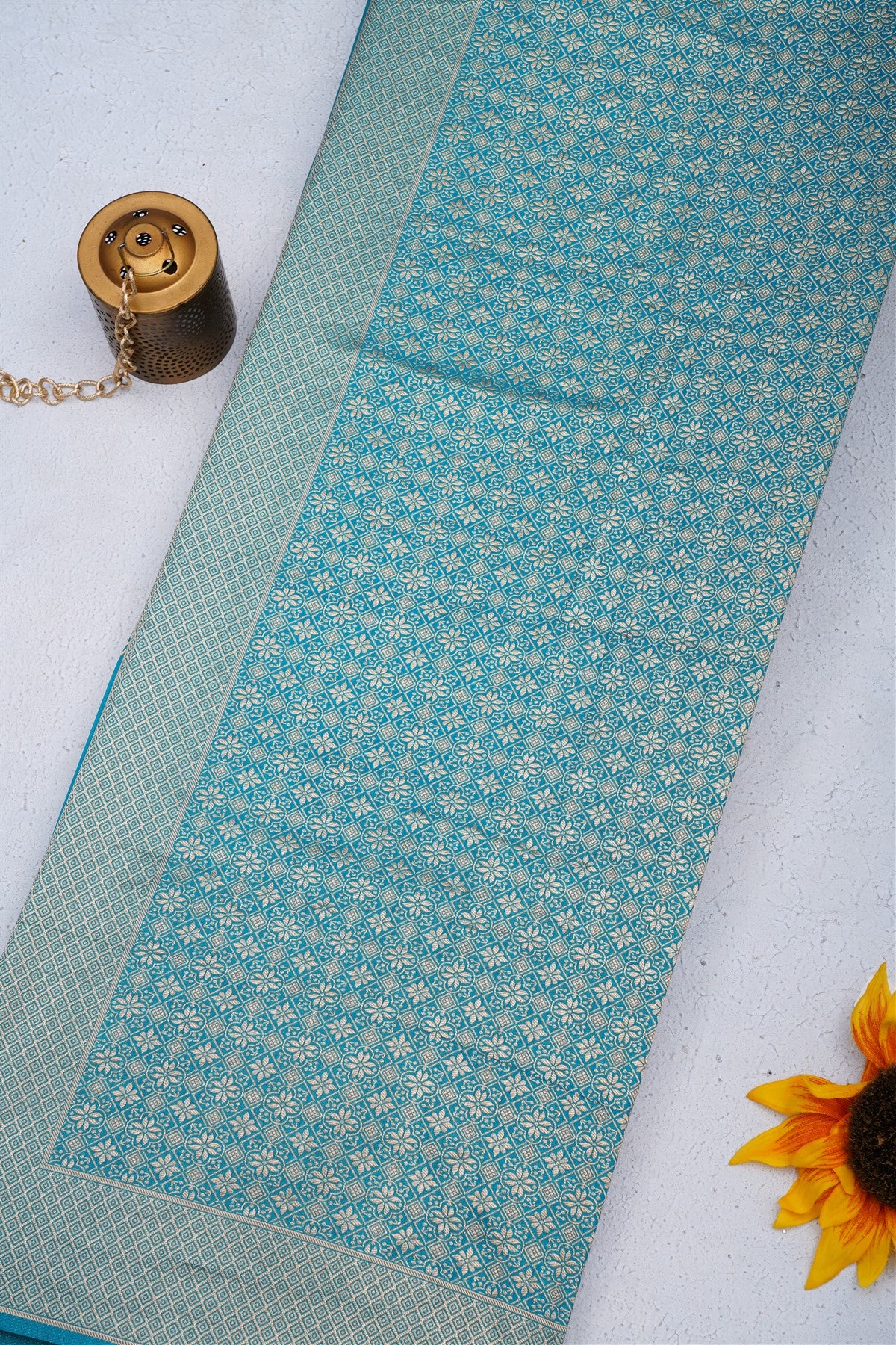 Banarasi Tissue Teal Blue Saree