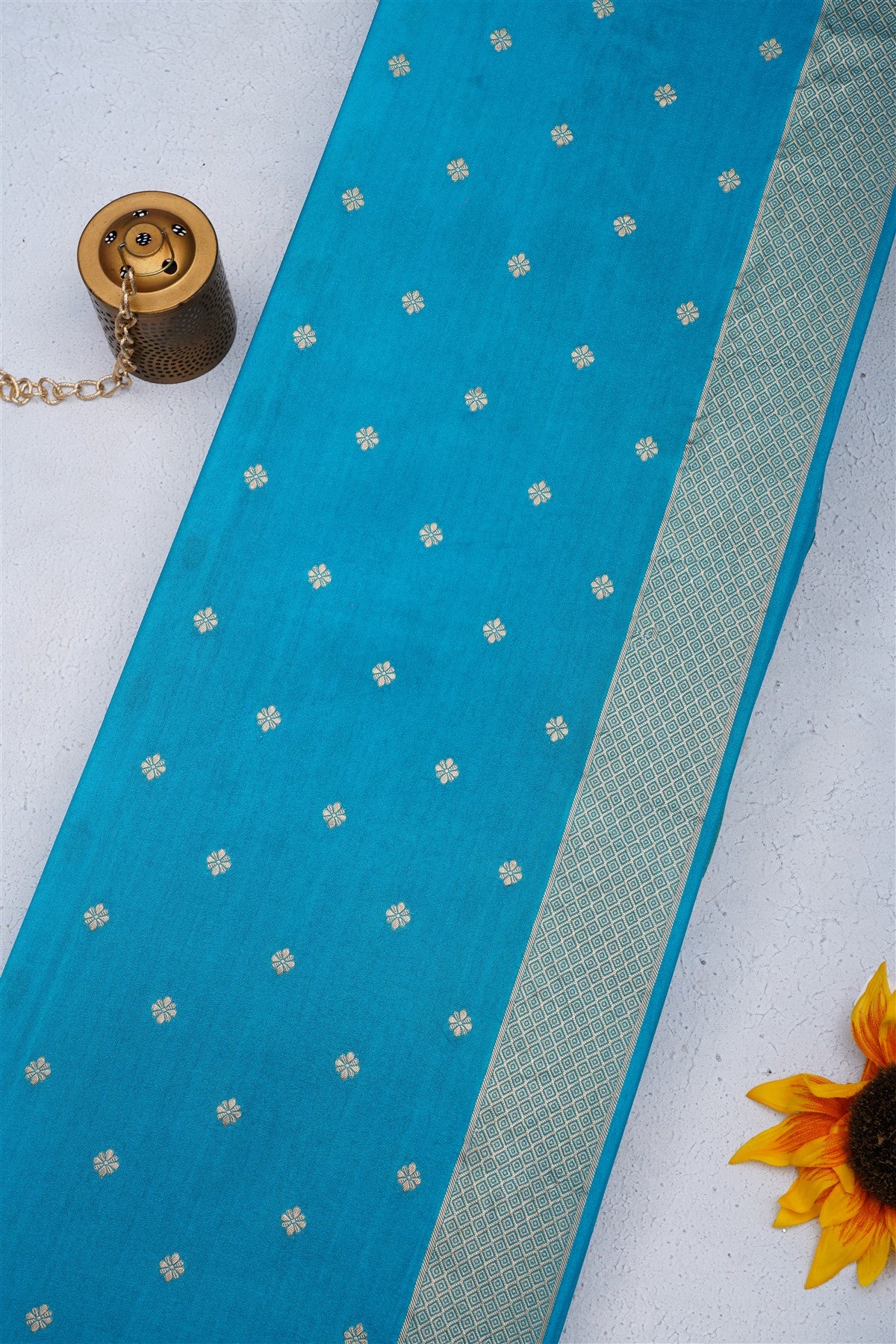 Banarasi Tissue Teal Blue Saree