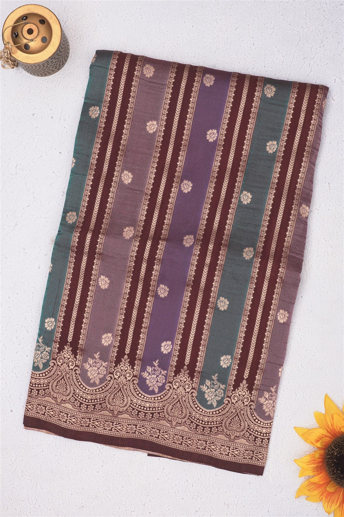 Banarasi Viscose Georgette Dark Brown Saree