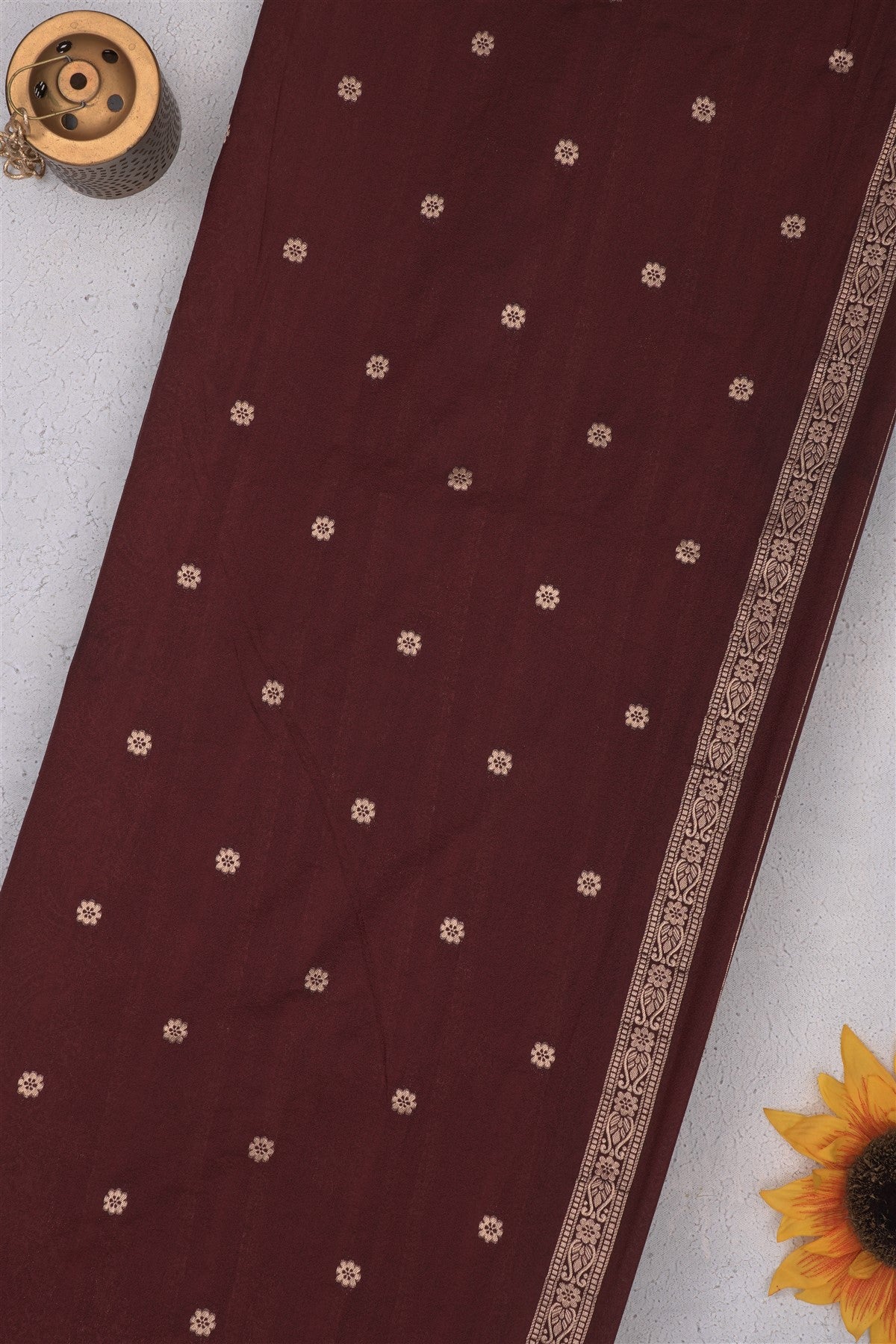 Banarasi Viscose Georgette Dark Brown Saree