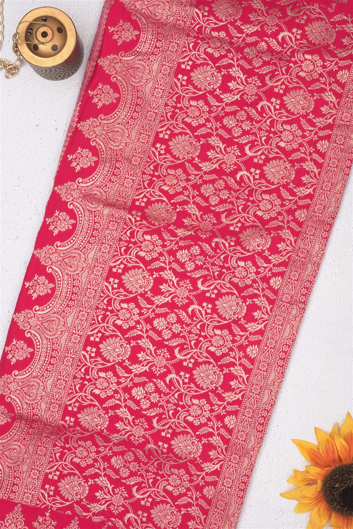 Banarasi Viscose Georgette Dark Pink Saree
