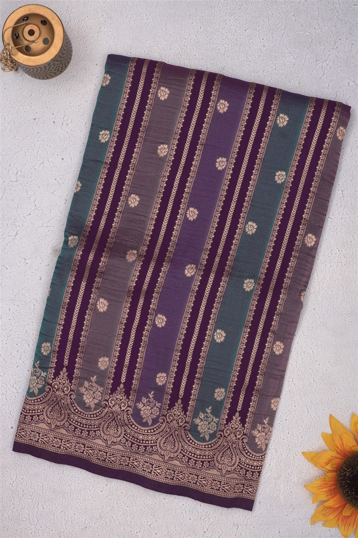 Banarasi Viscose Georgette Dark Violet Saree