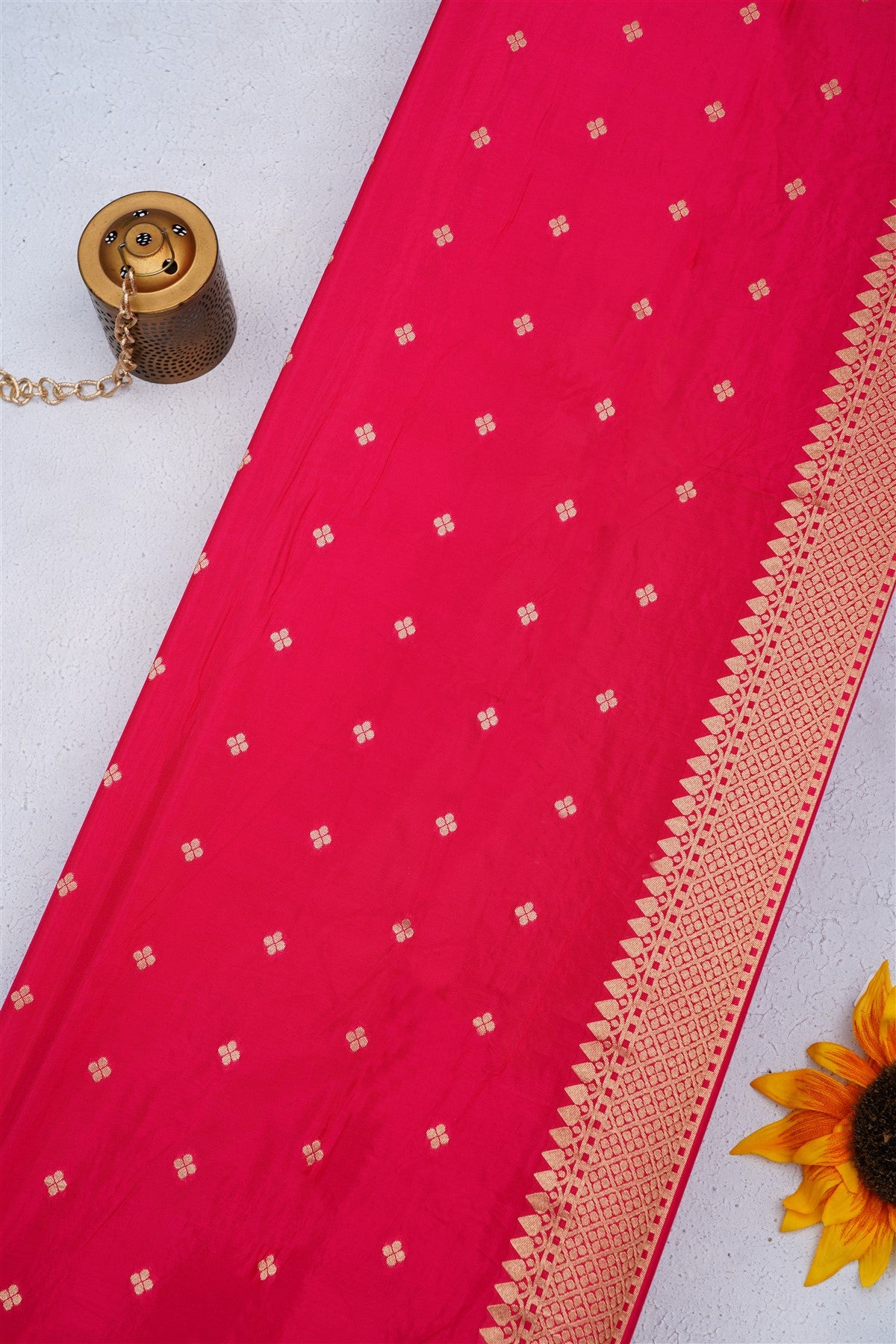 Banarasi Crepe Silk Dark Pink Saree