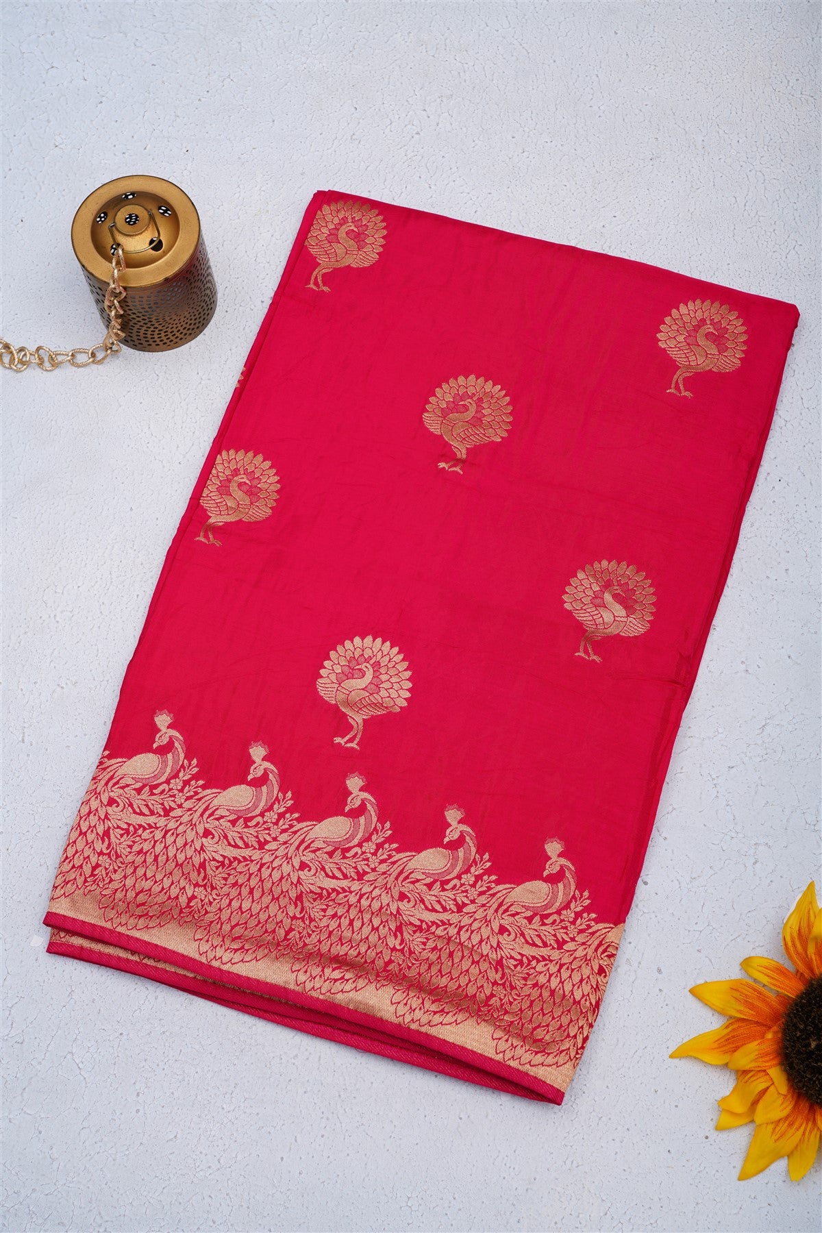 Banarasi Crepe Silk Dark Pink Saree