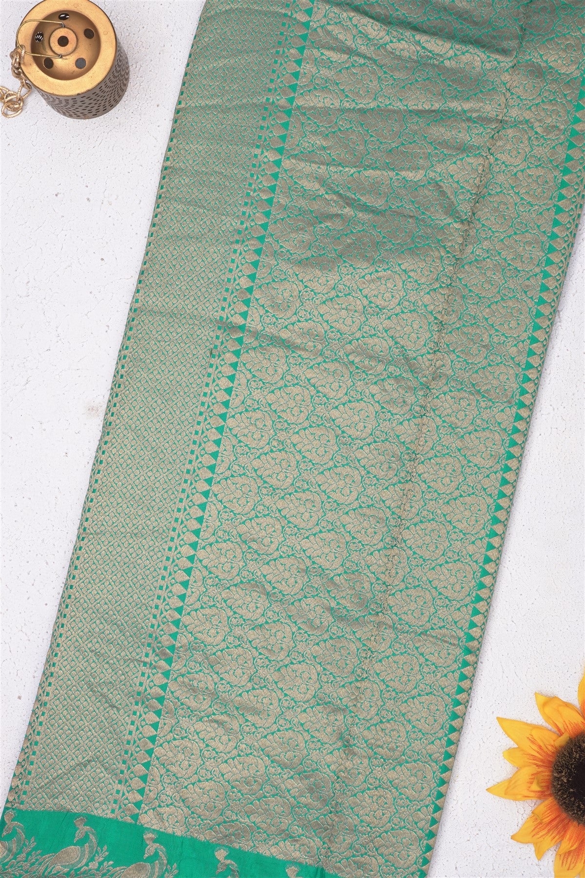 Banarasi Crepe Silk Teal Blue Saree