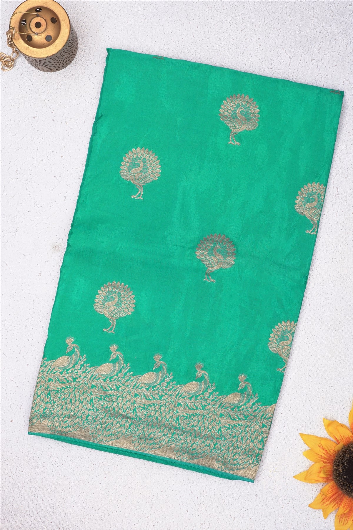 Banarasi Crepe Silk Teal Blue Saree