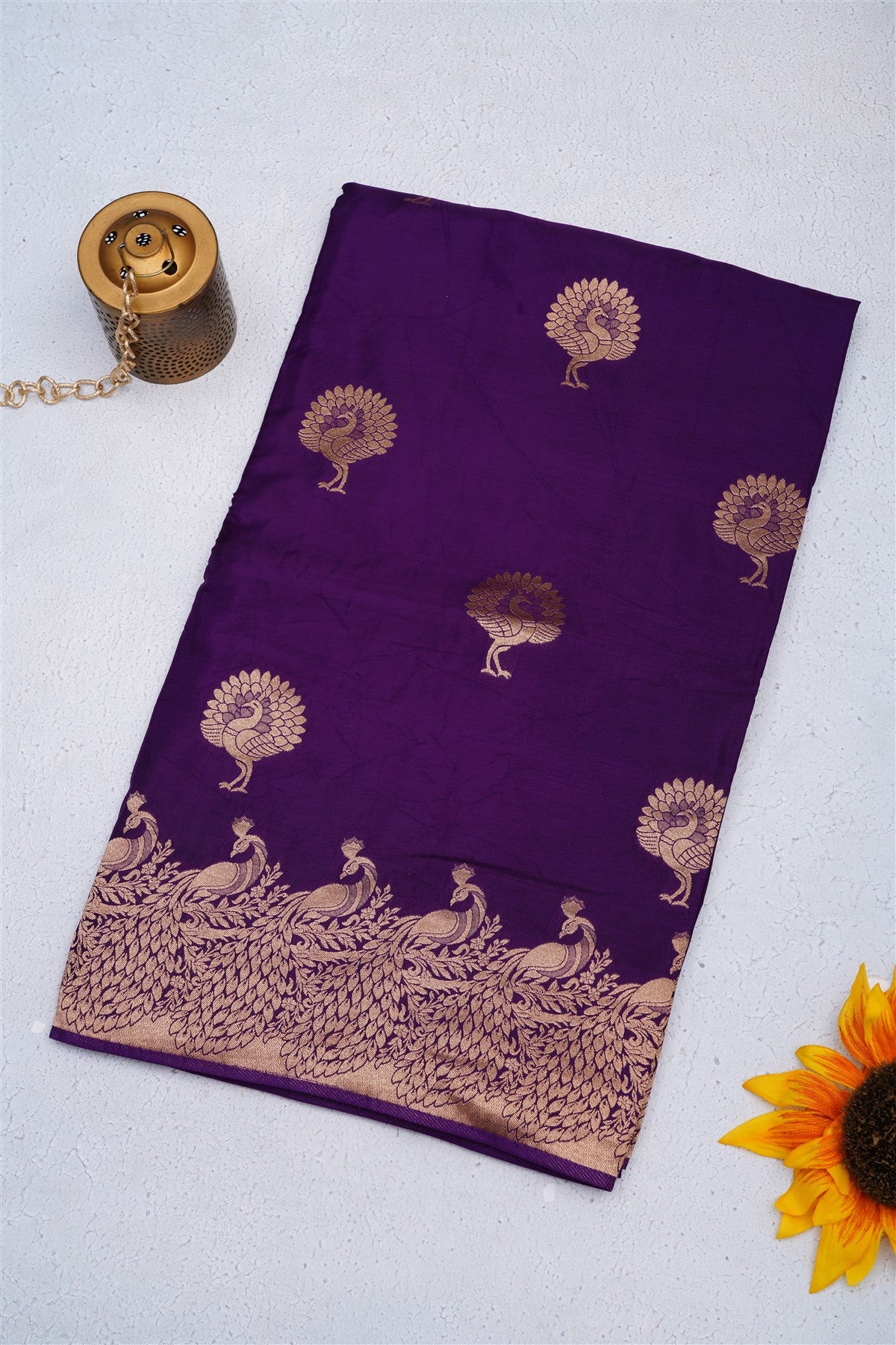 Banarasi Crepe Silk Violet Saree