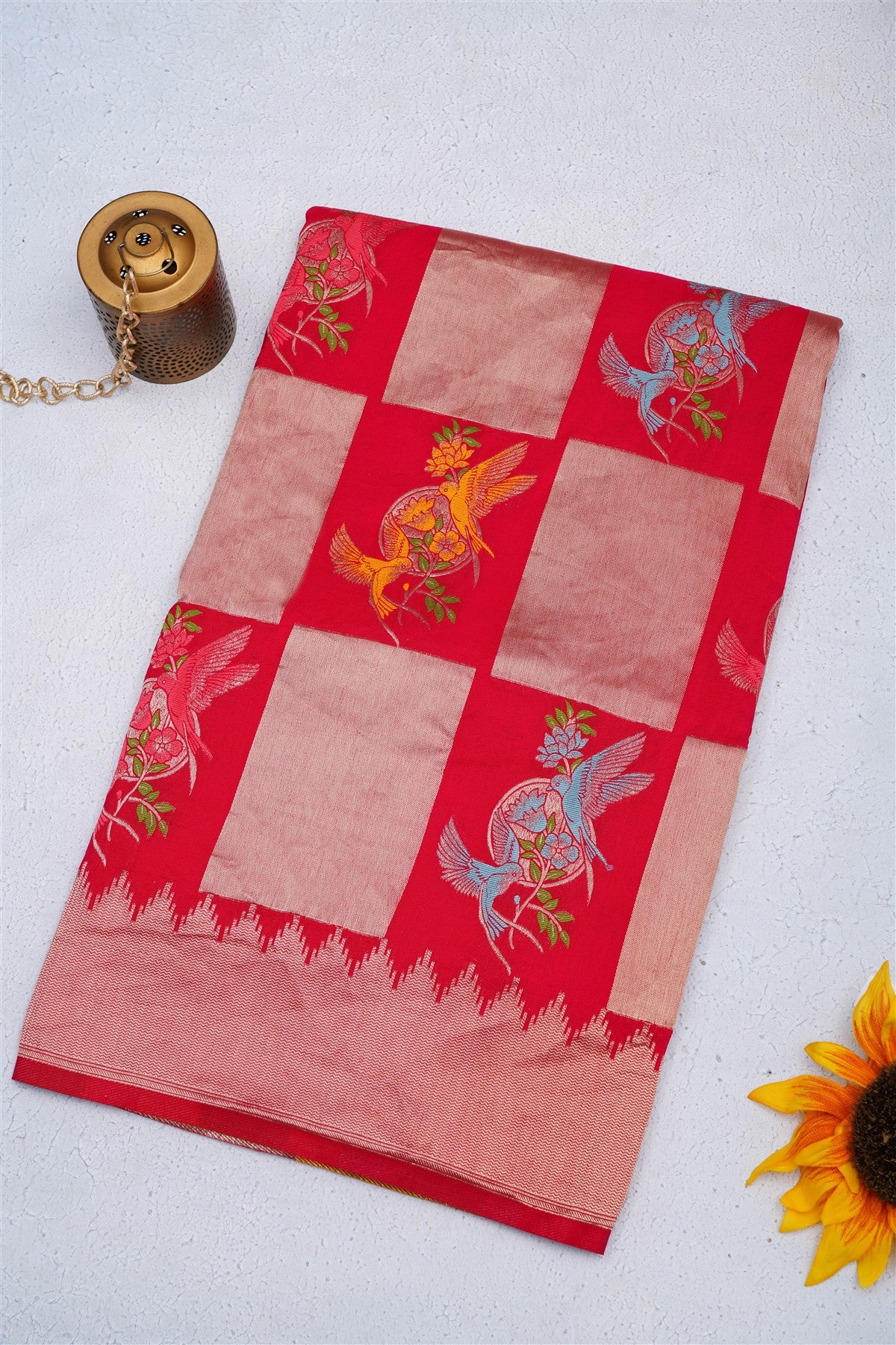 Banarasi Viscose Georgette Dark Pink Saree