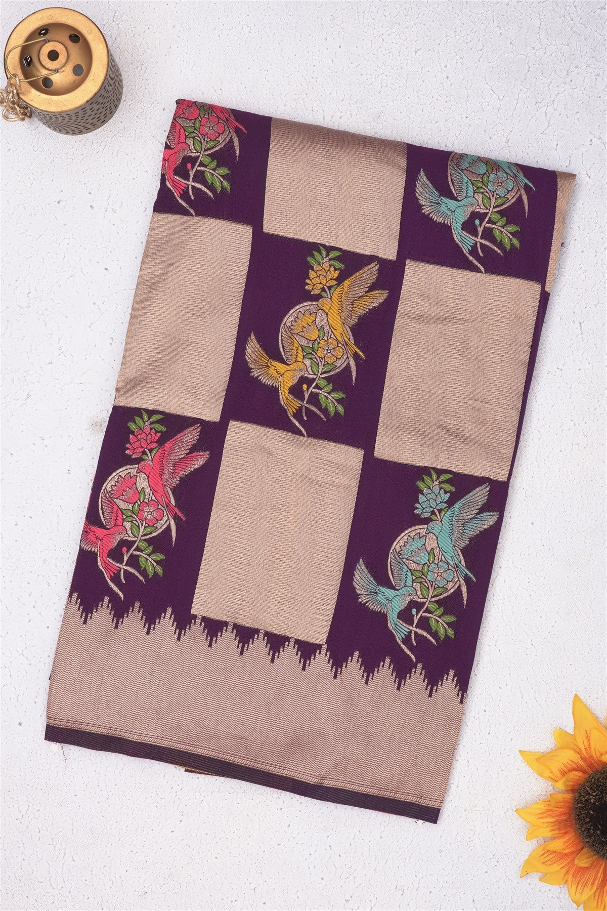 Banarasi Viscose Georgette Dark Violet Saree