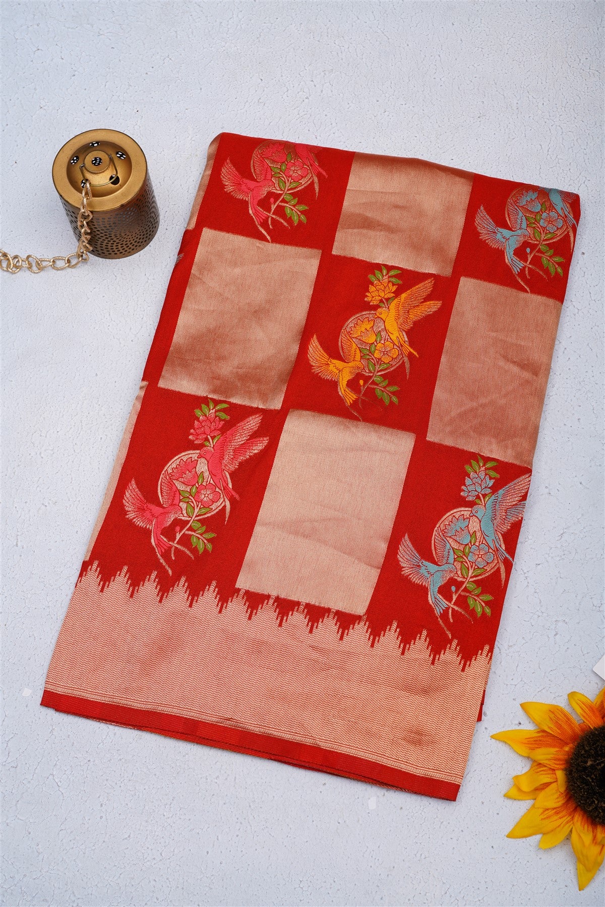 Banarasi Viscose Georgette Orange Saree
