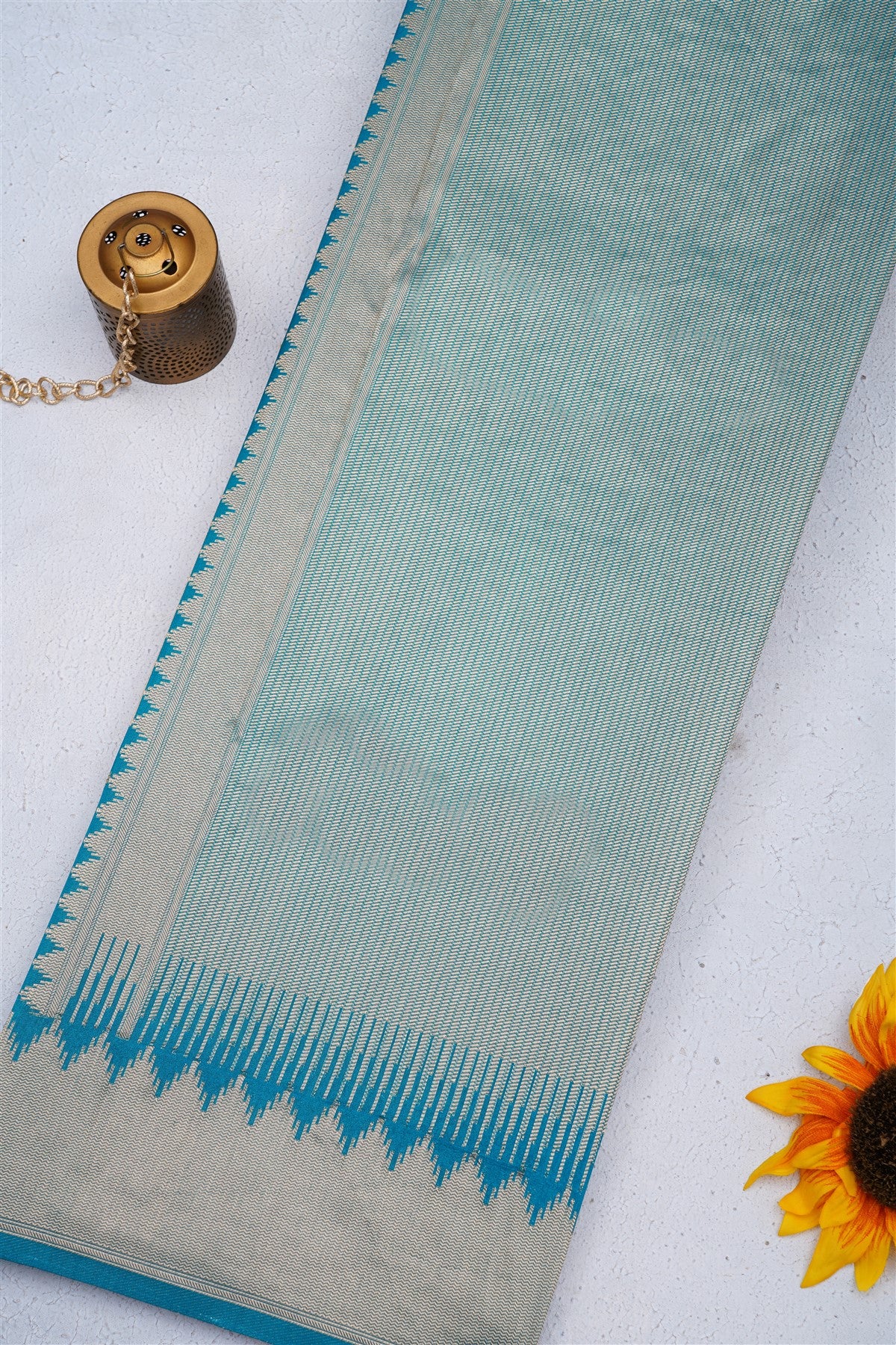 Banarasi Viscose Georgette Teal Blue Saree