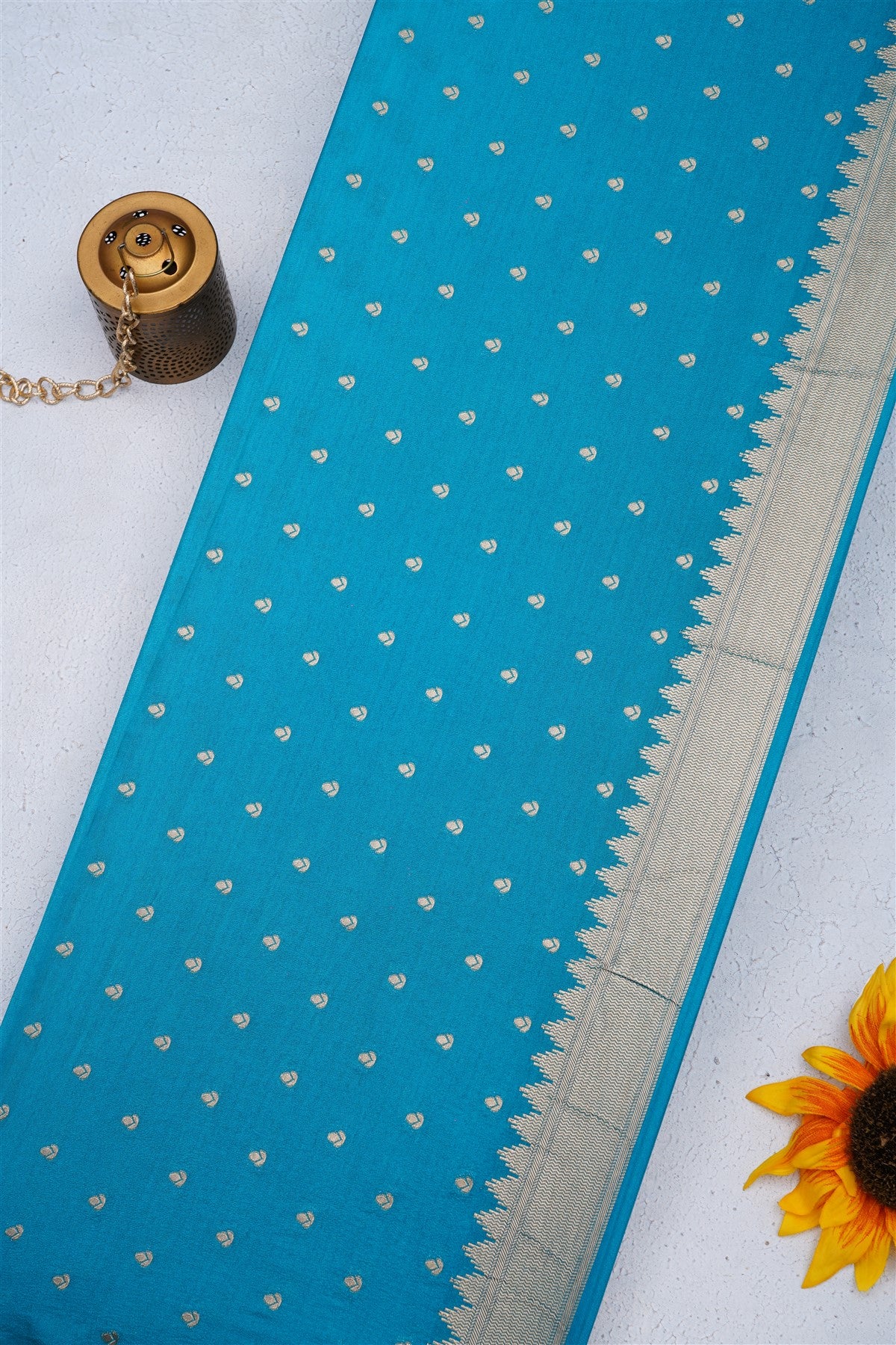 Banarasi Viscose Georgette Teal Blue Saree