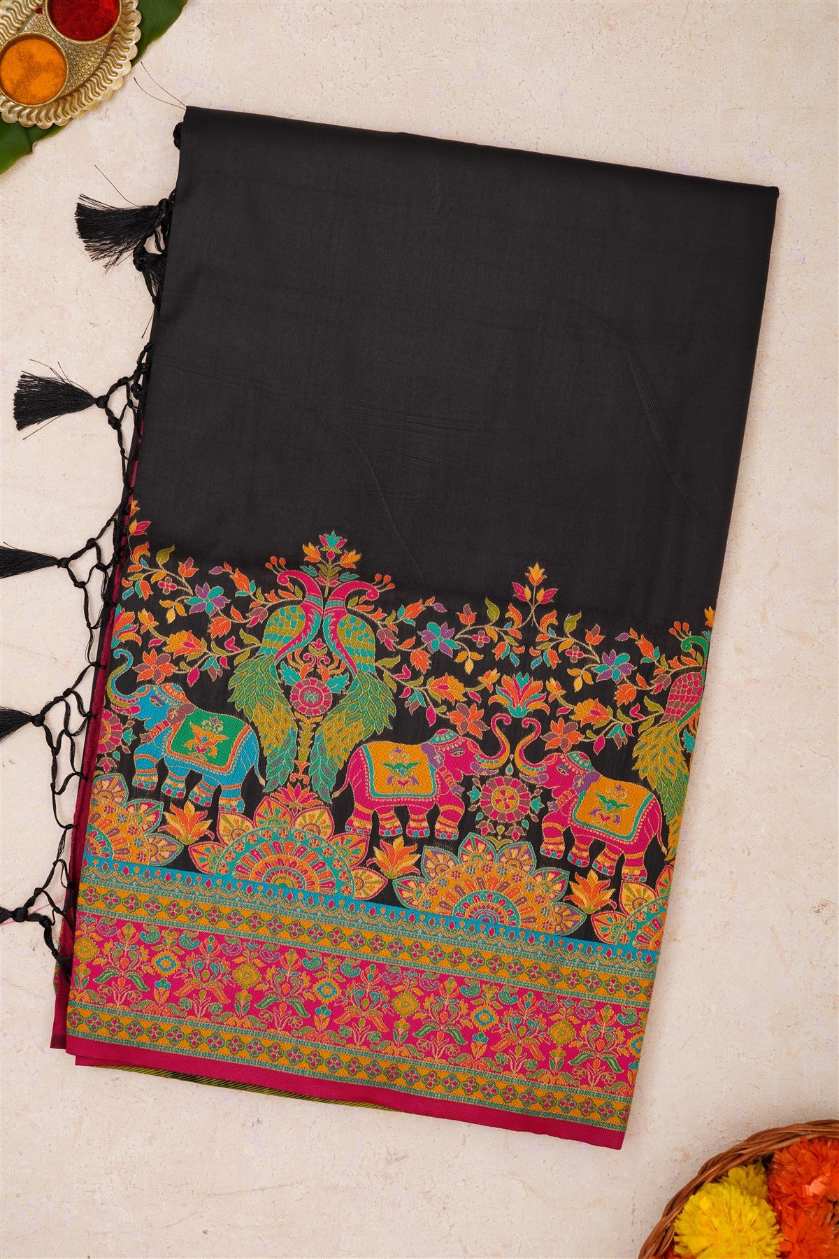 Pashmina Silk Black Saree