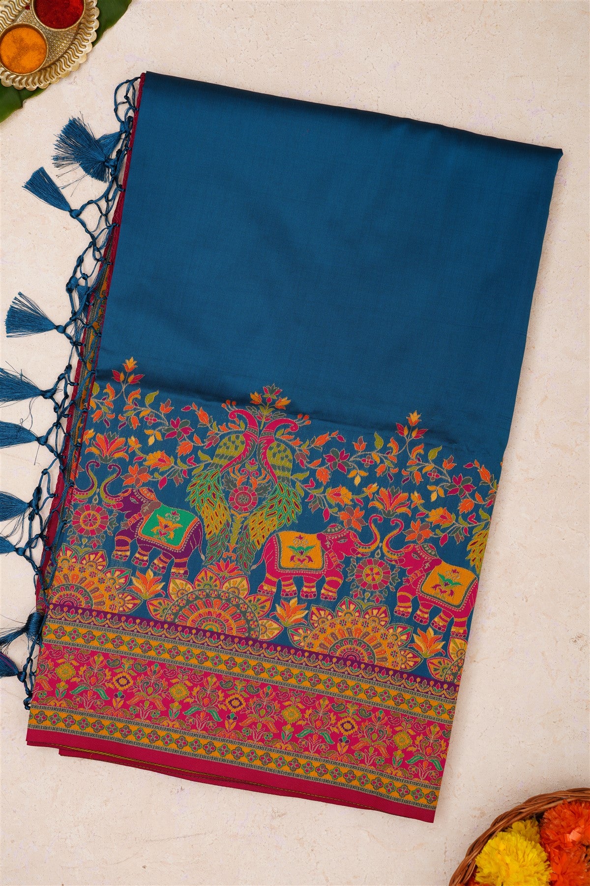 Pashmina Silk Dark Blue Saree