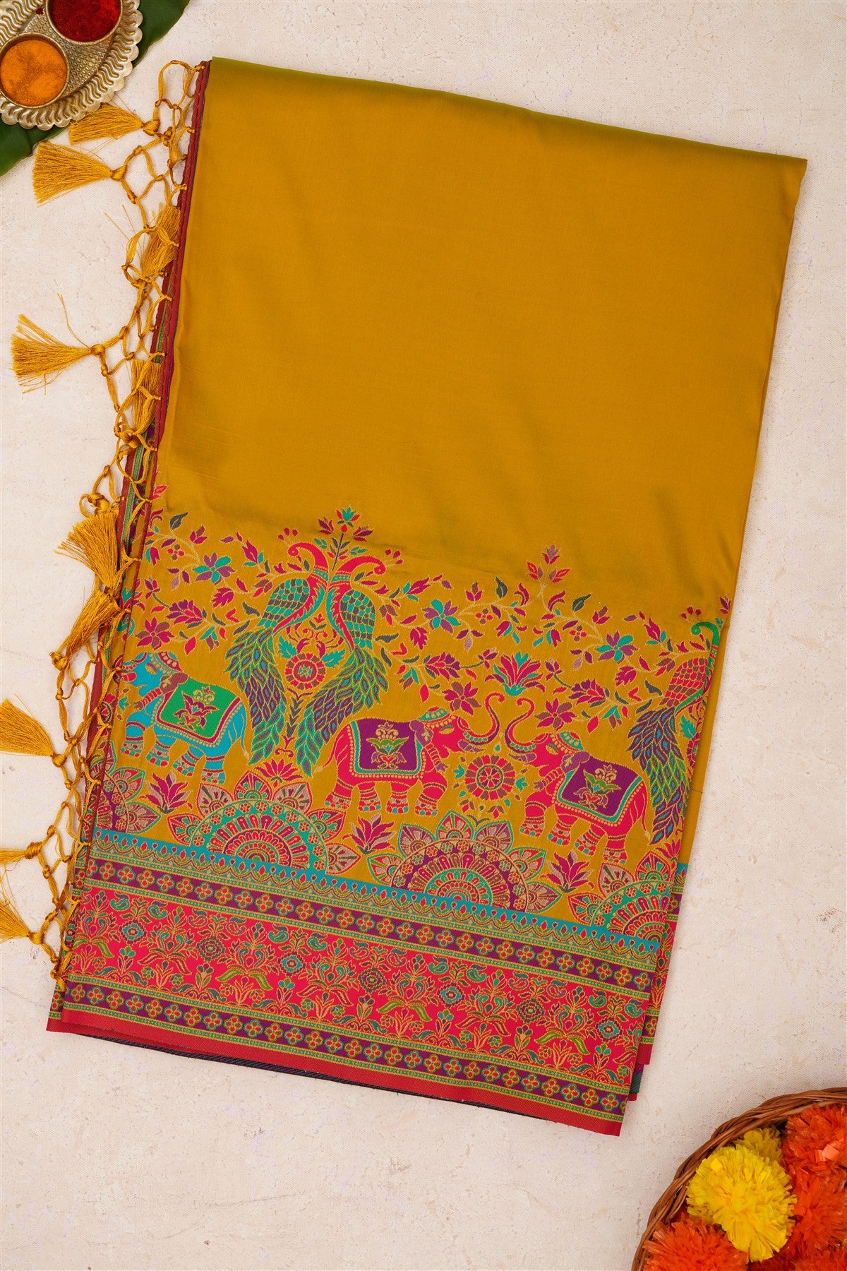 Pashmina Silk Lime Green Saree