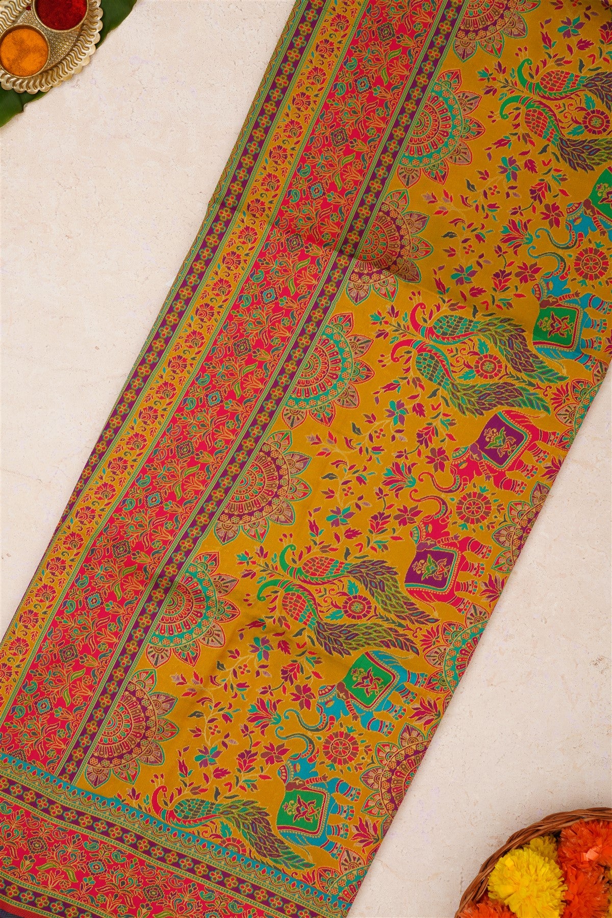 Pashmina Silk Lime Green Saree