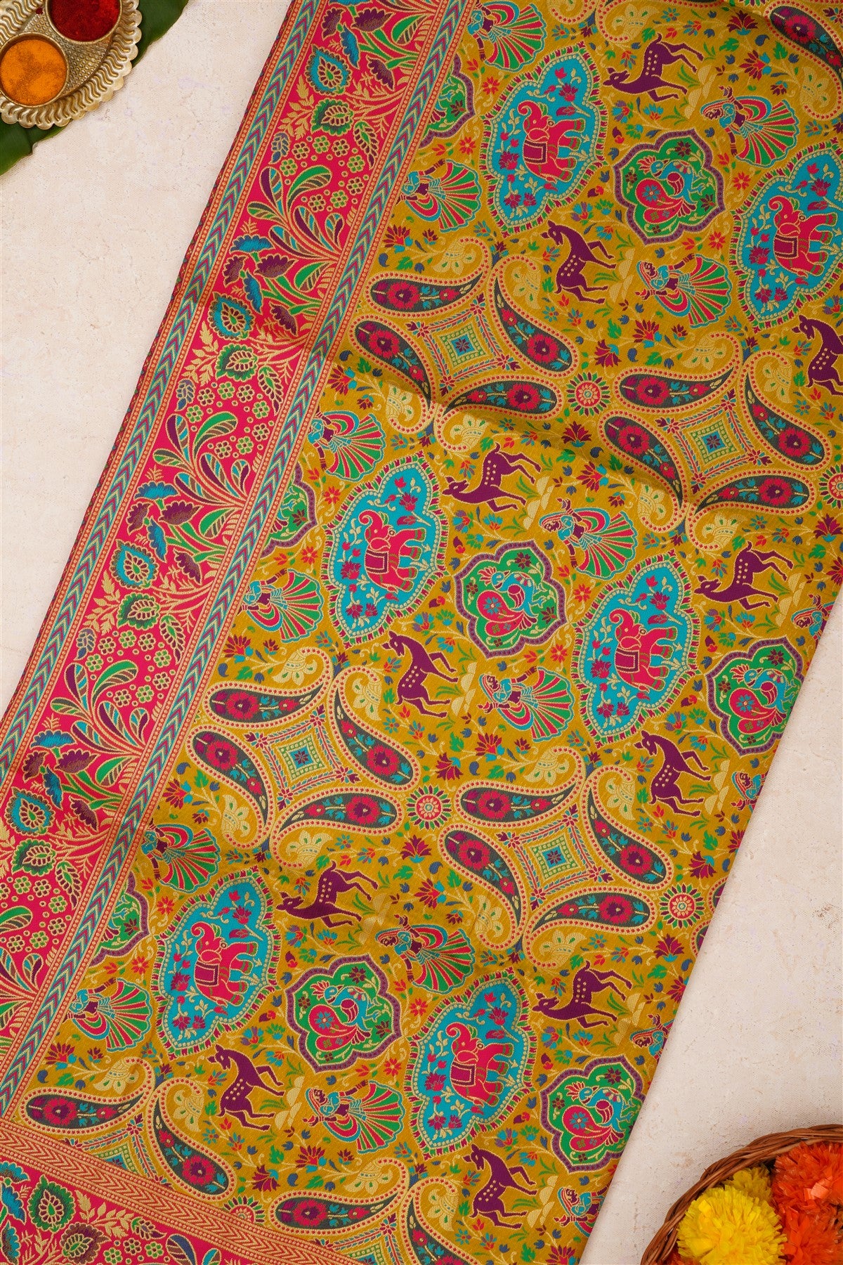 Pashmina Silk Lime Green Saree