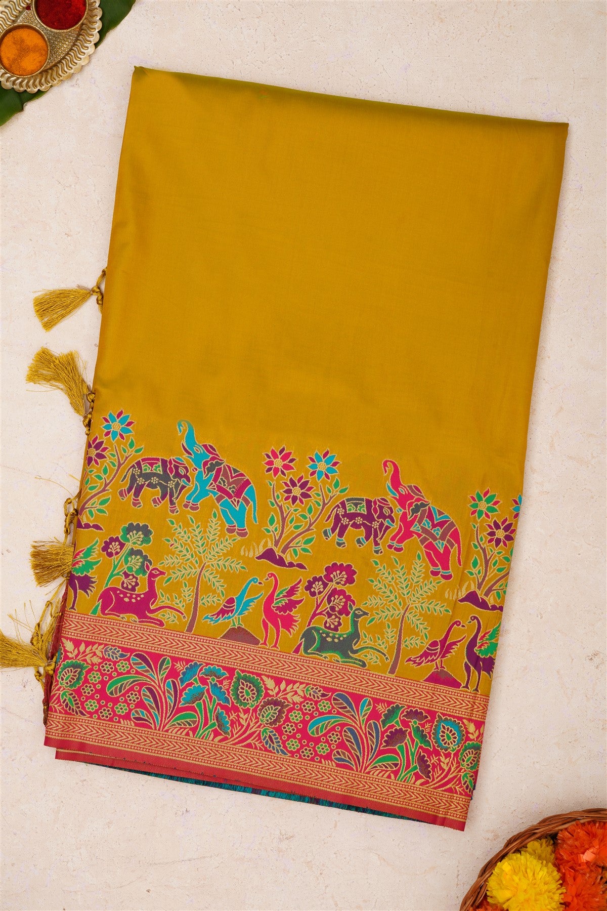 Pashmina Silk Lime Green Saree