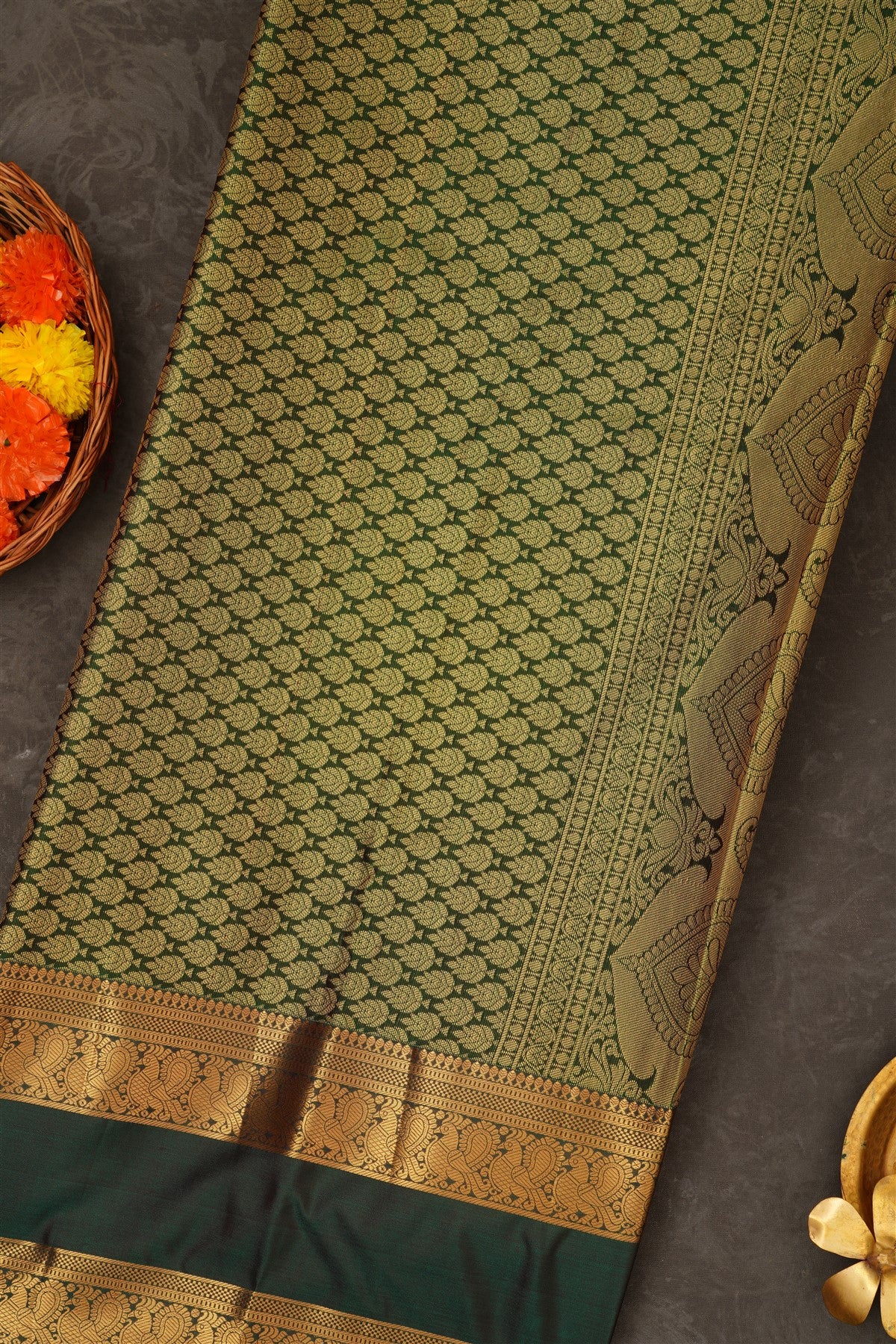 Semi Pattu Silk Blend Brown Saree