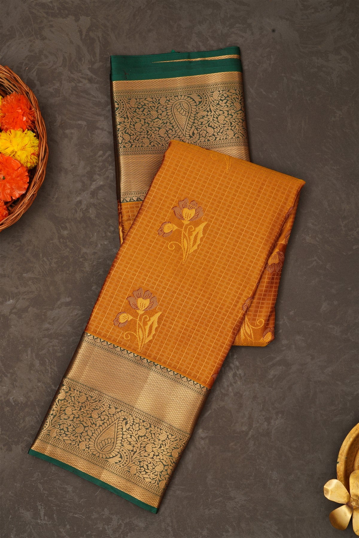 Semi Pattu Silk Blend Light Olive Green Saree