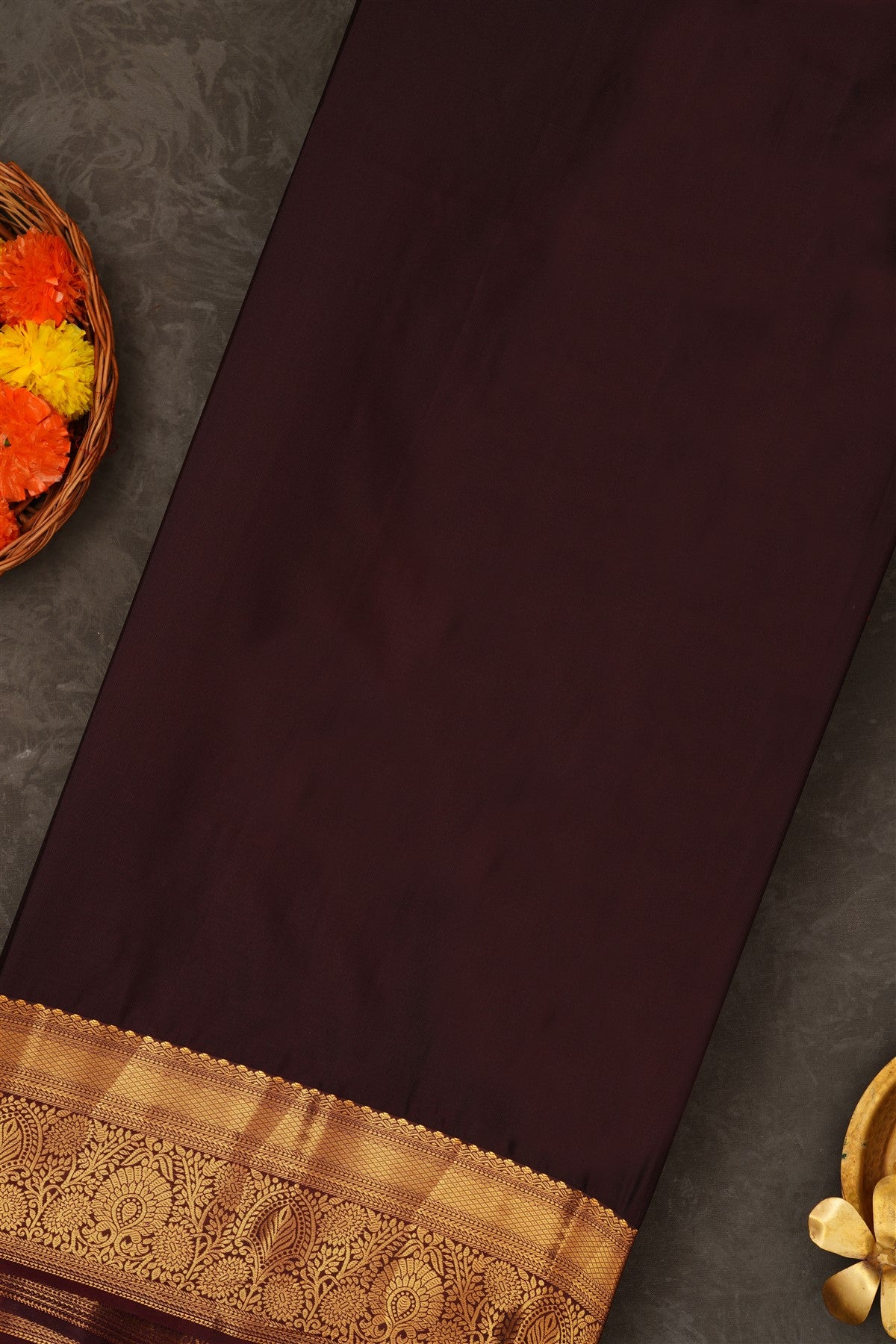 Semi Pattu Silk Blend Rust Saree
