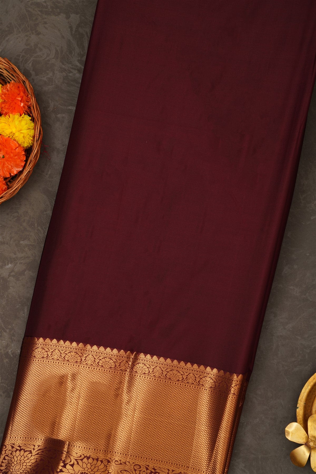 Semi Pattu Silk Blend Rust Saree